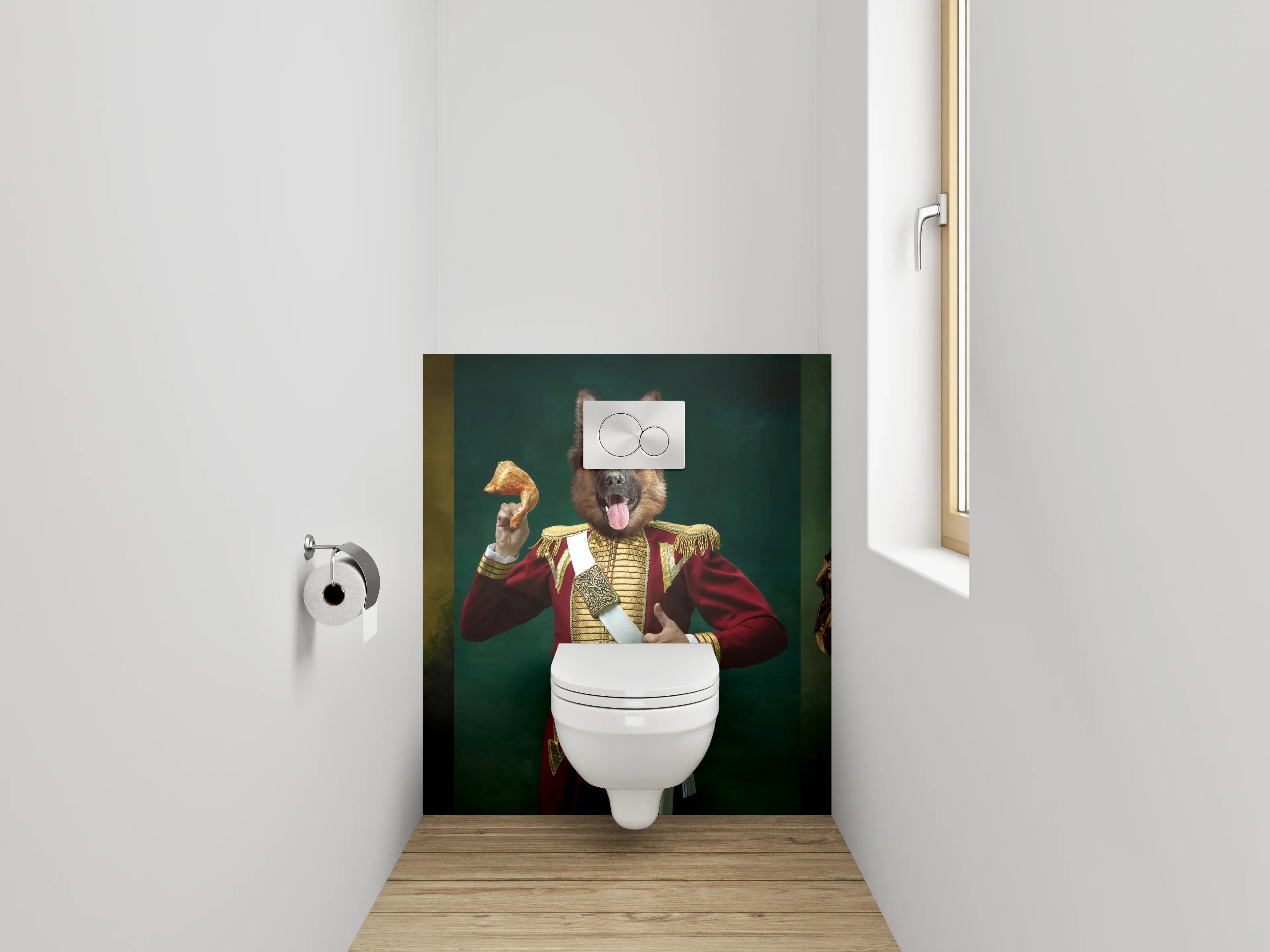 WC-Rückwand - Edle Hunde im Renaissance-Look
