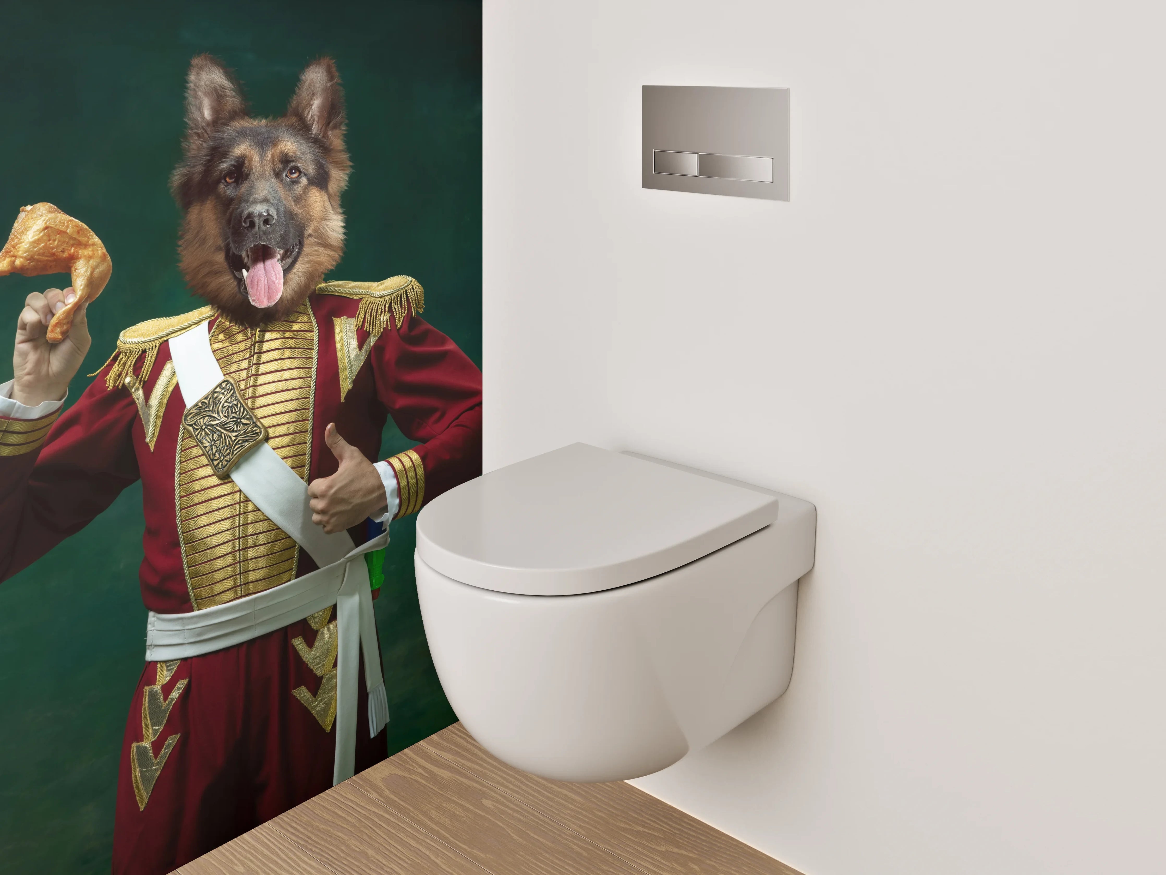 WC-Rückwand - Edle Hunde im Renaissance-Look