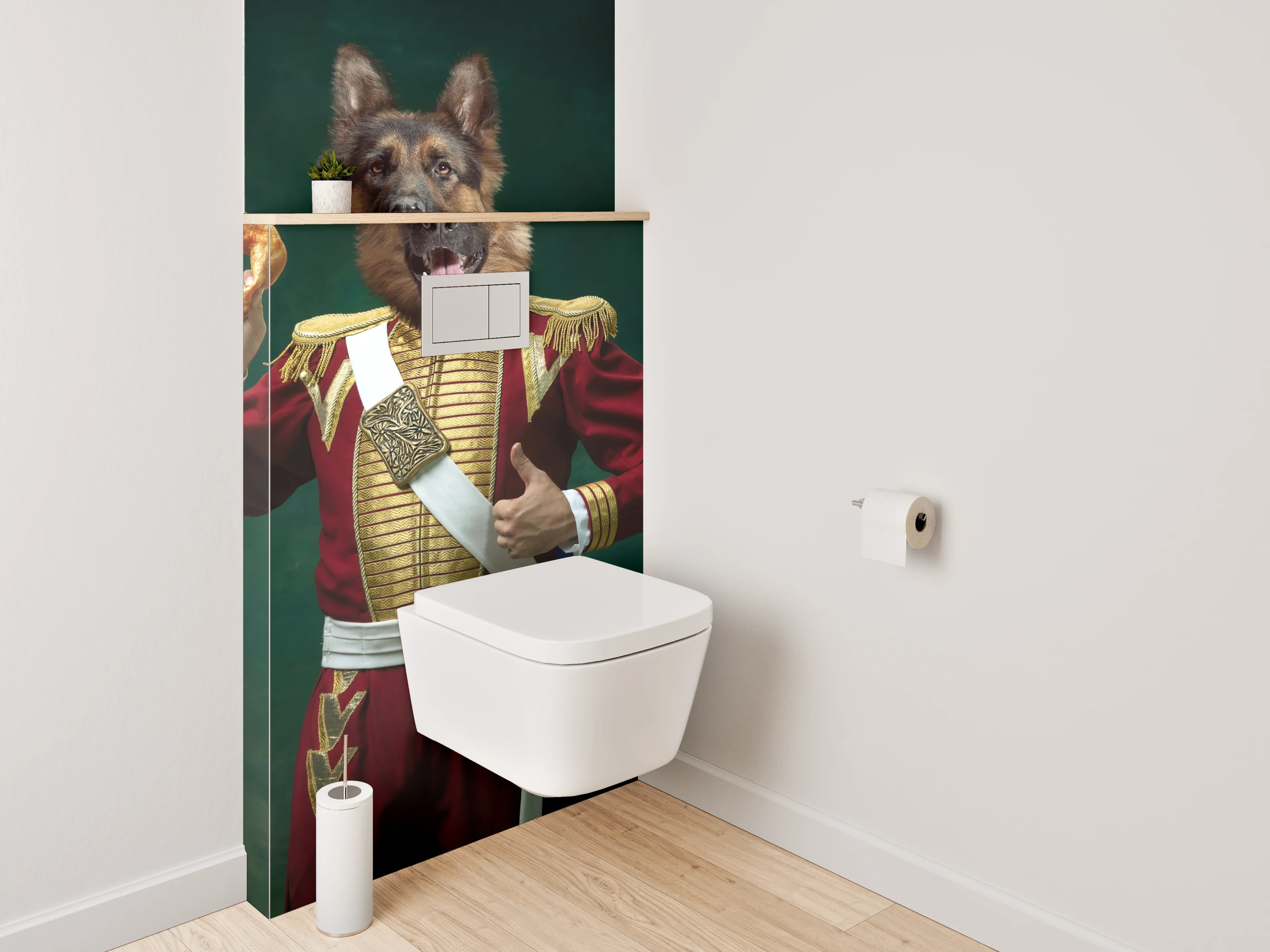 WC-Rückwand - Edle Hunde im Renaissance-Look