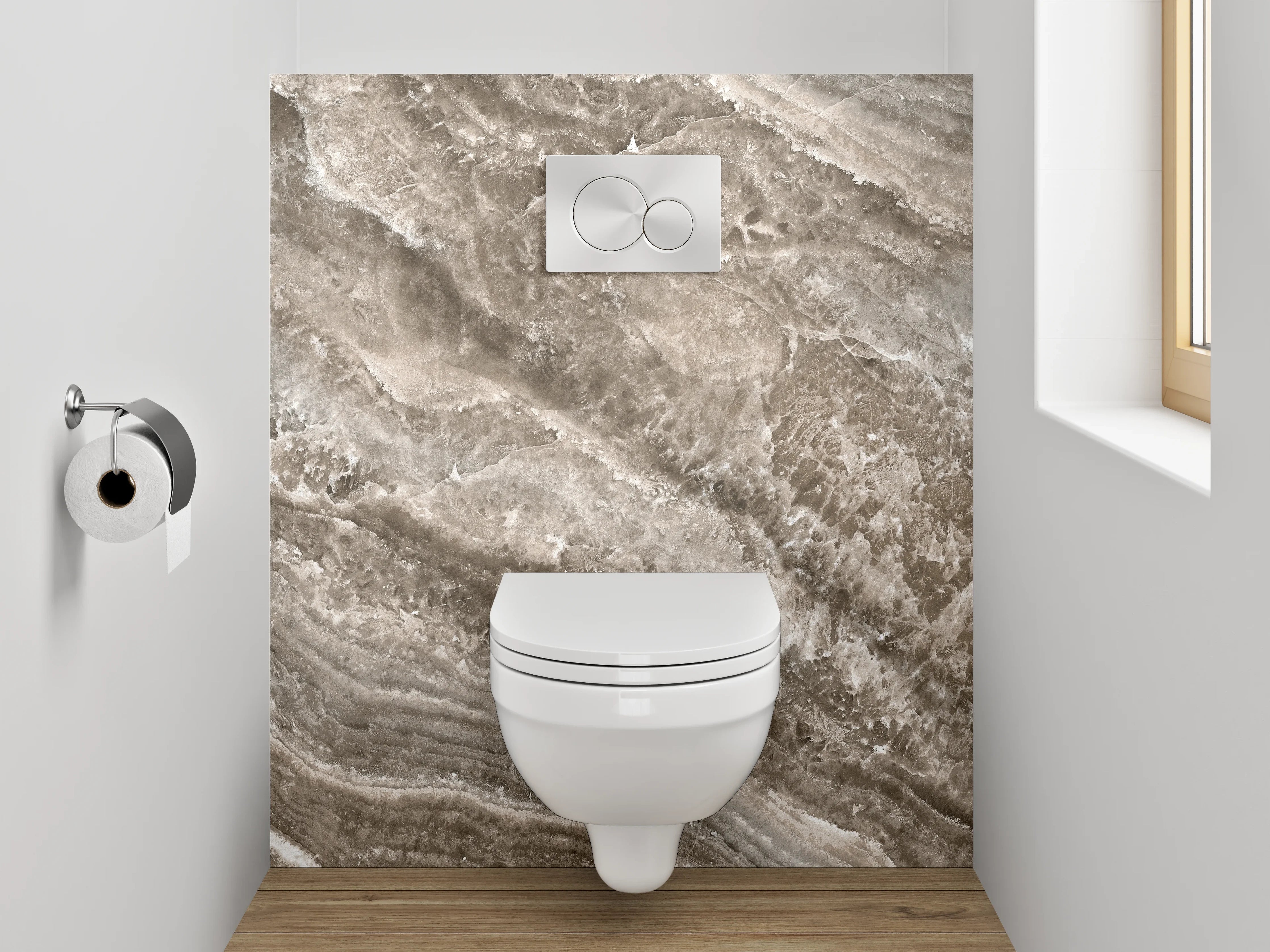 WC-Rückwand - Edle Marmoroptik Braun-Grau Fliese