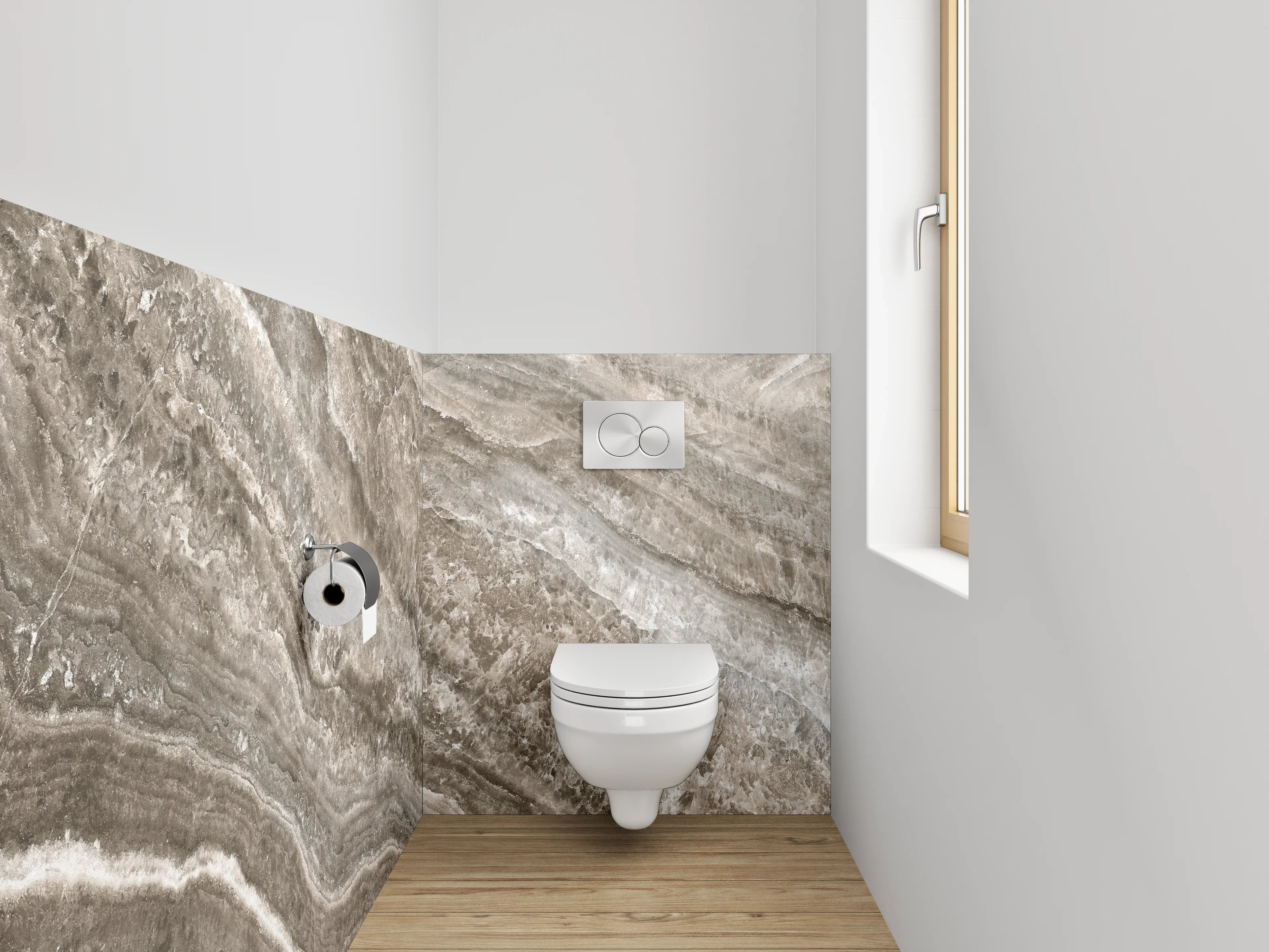 WC-Rückwand - Edle Marmoroptik Braun-Grau Fliese