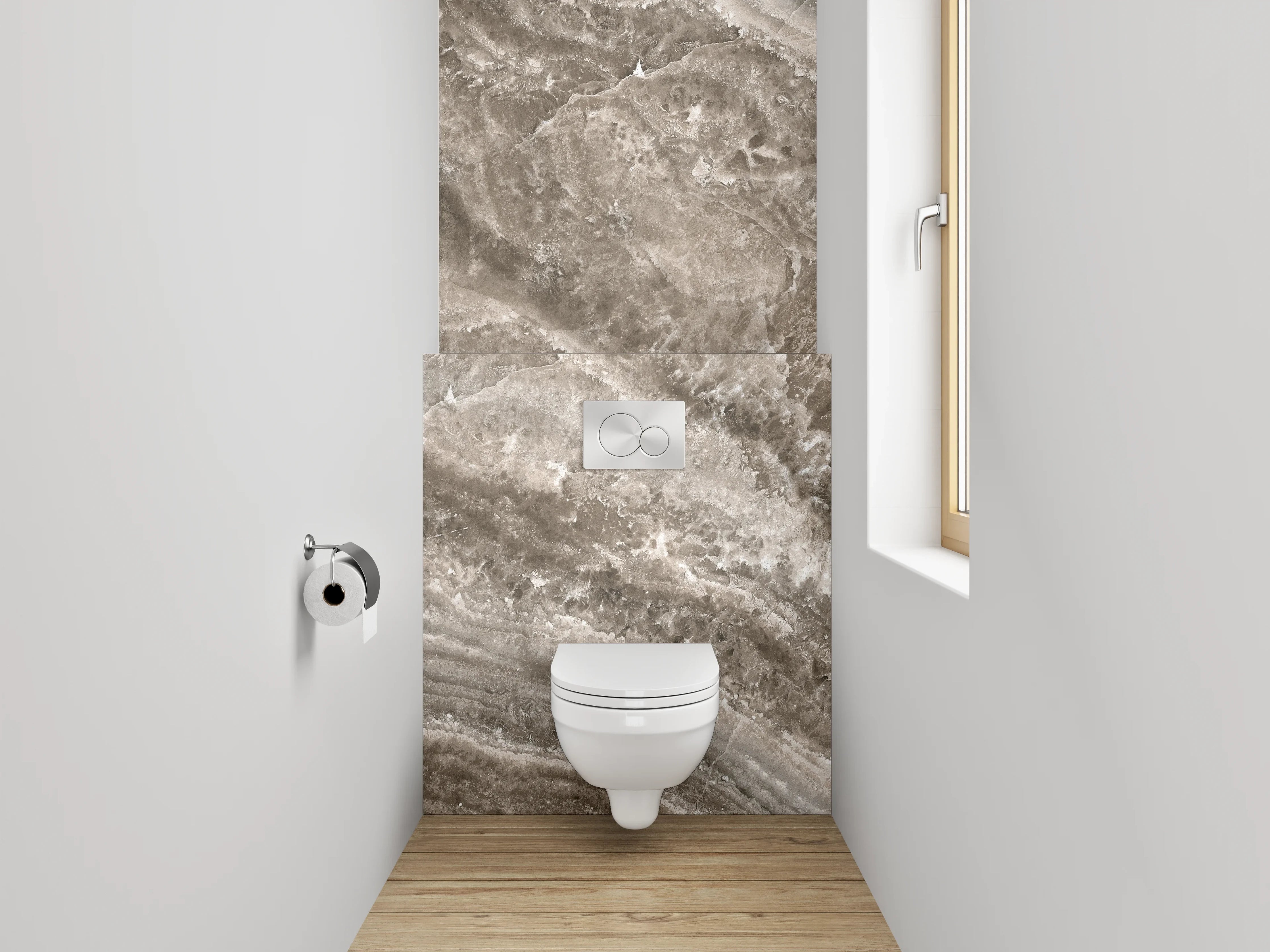 WC-Rückwand - Edle Marmoroptik Braun-Grau Fliese