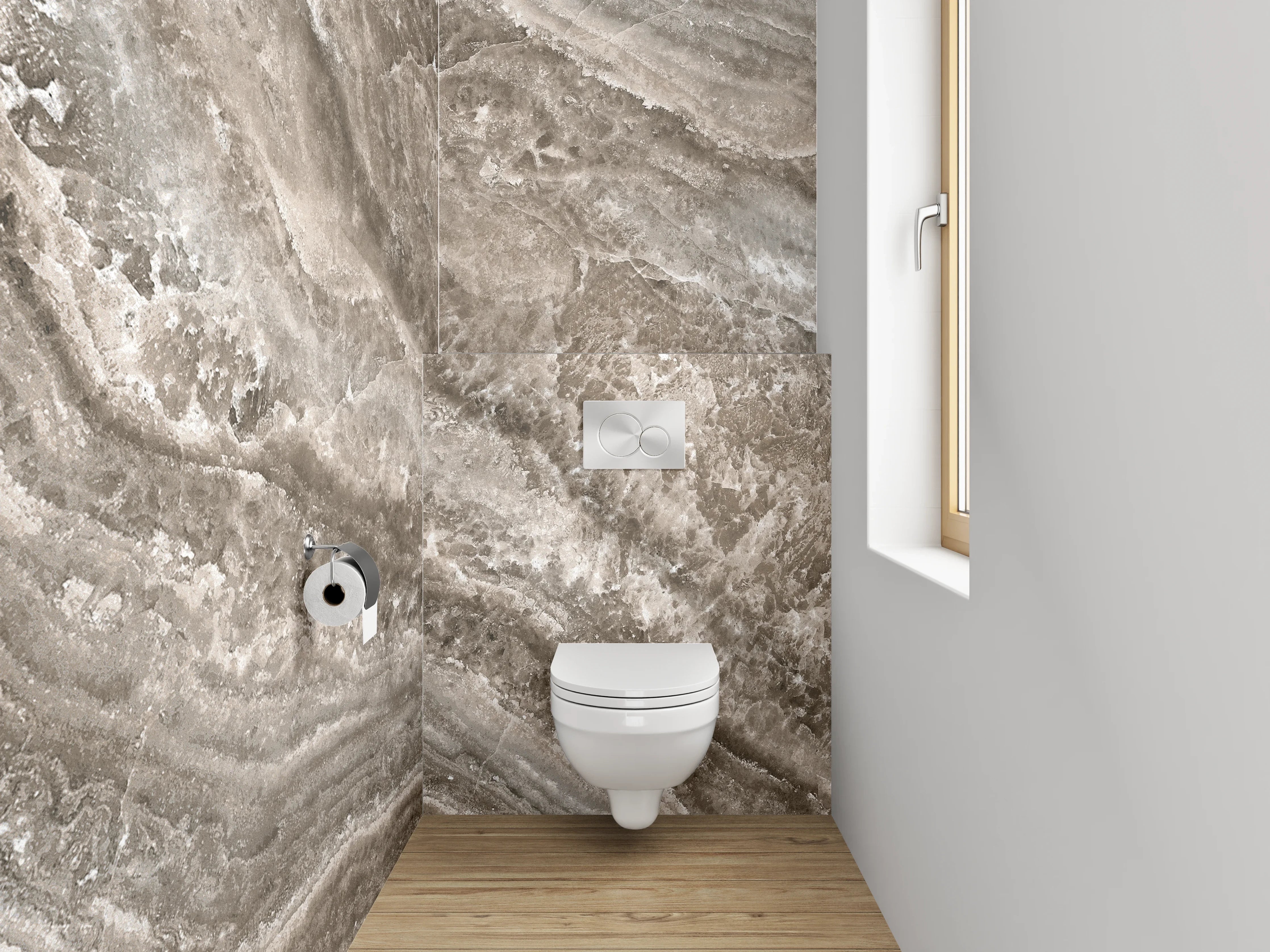 WC-Rückwand - Edle Marmoroptik Braun-Grau Fliese