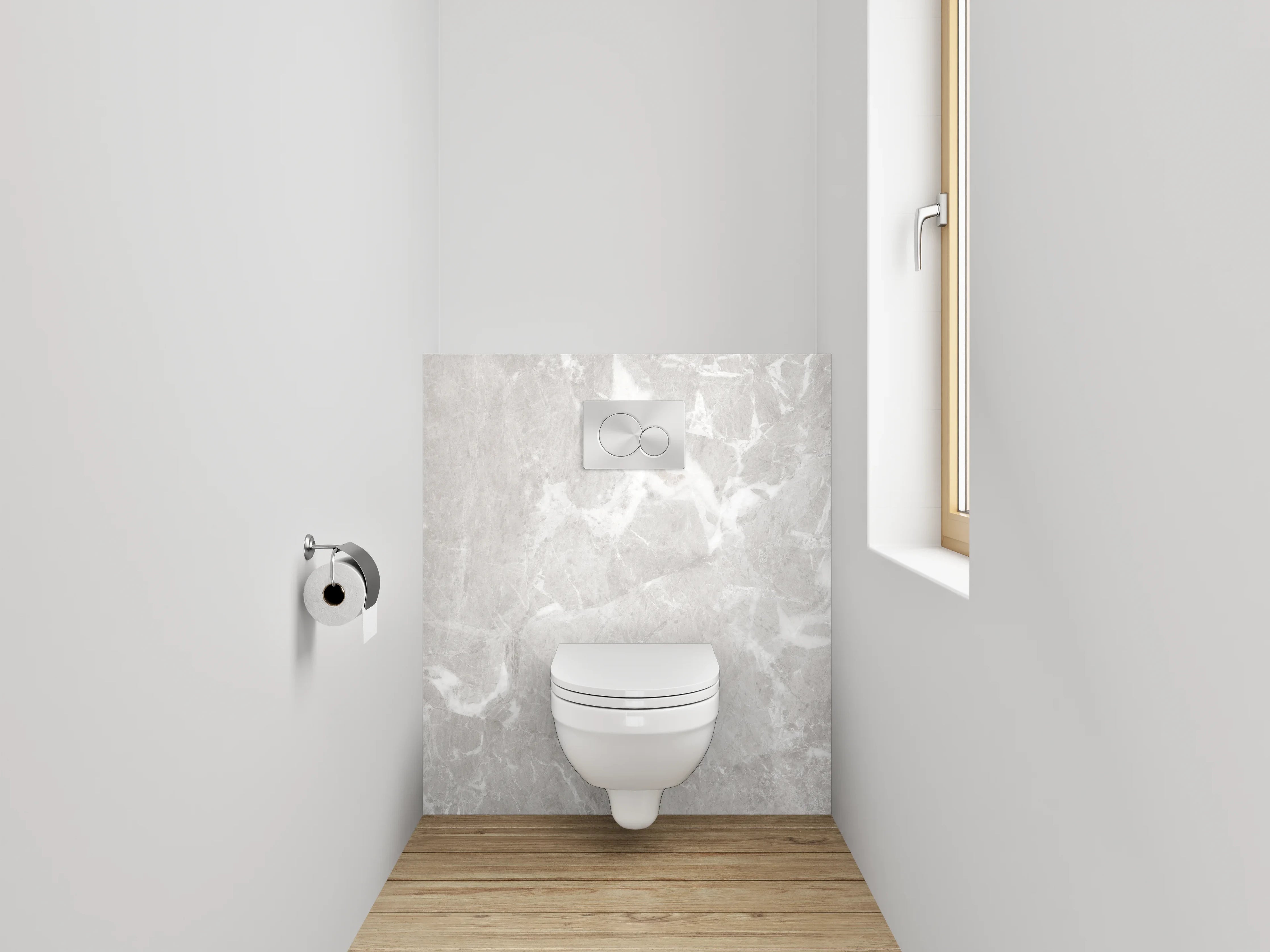 WC-Rückwand - Edle Marmoroptik in Weiß und Grau