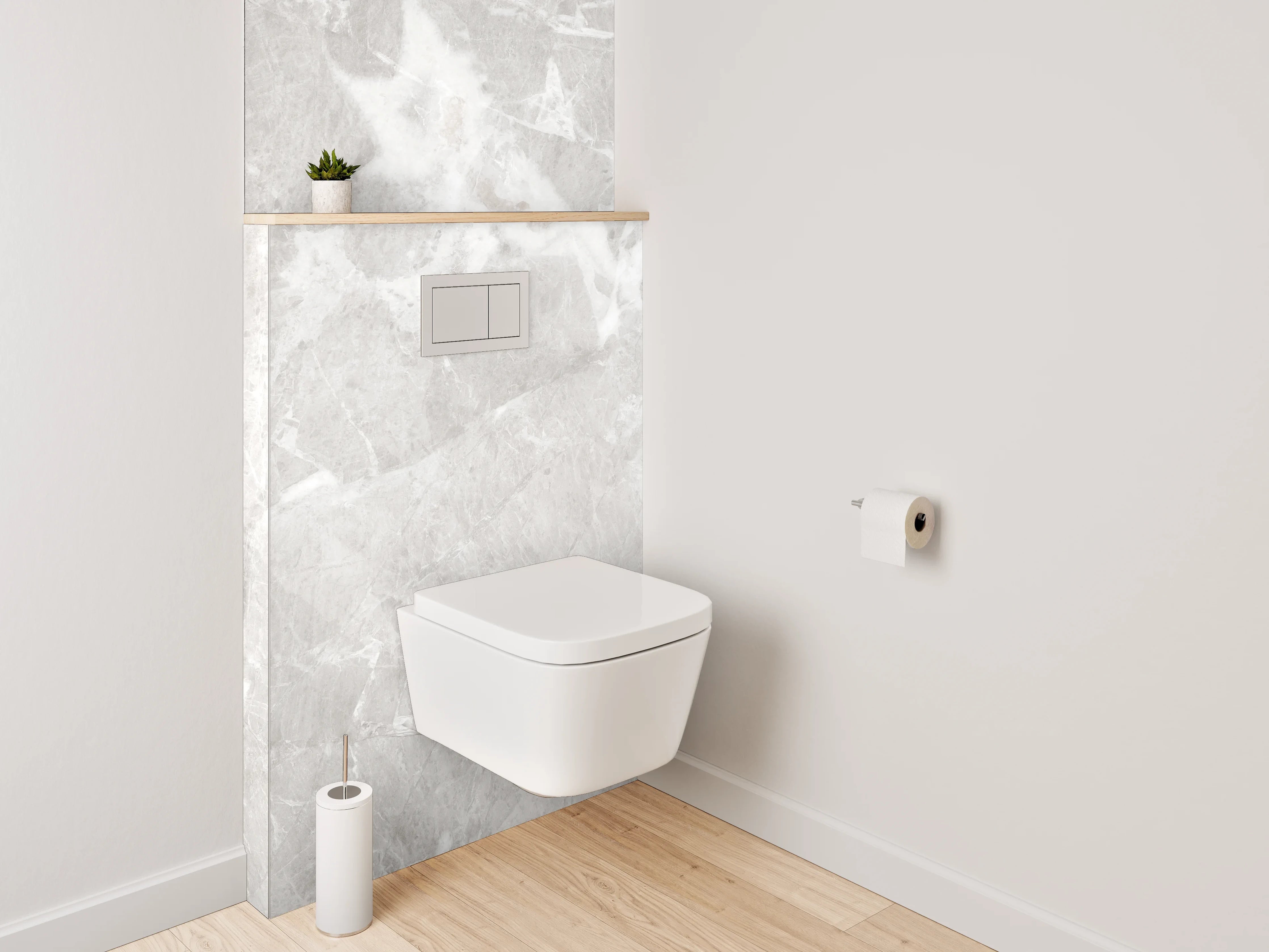 WC-Rückwand - Edle Marmoroptik in Weiß und Grau