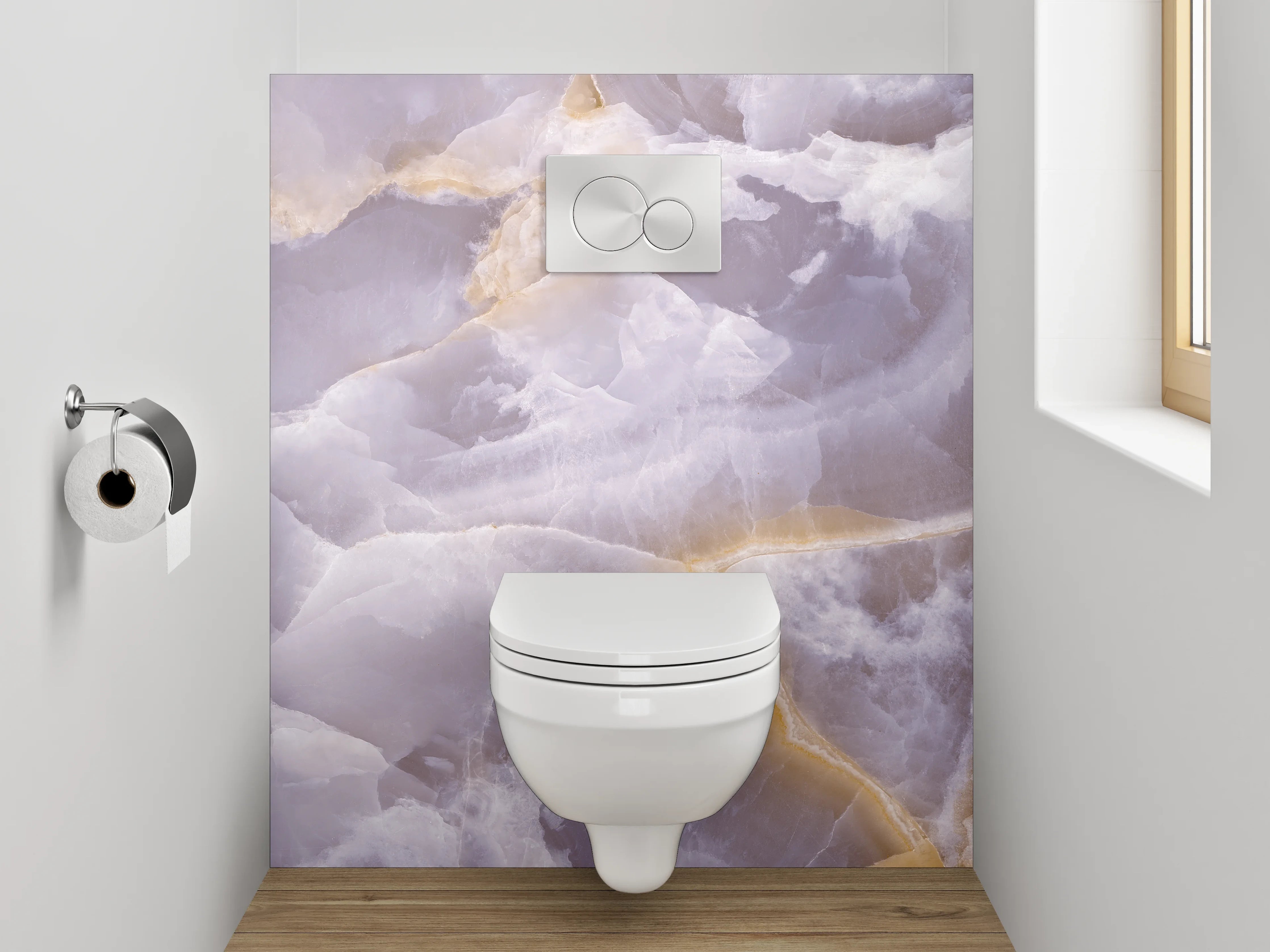 WC-Rückwand - Edle Onyx-Marmorstruktur in Pastell