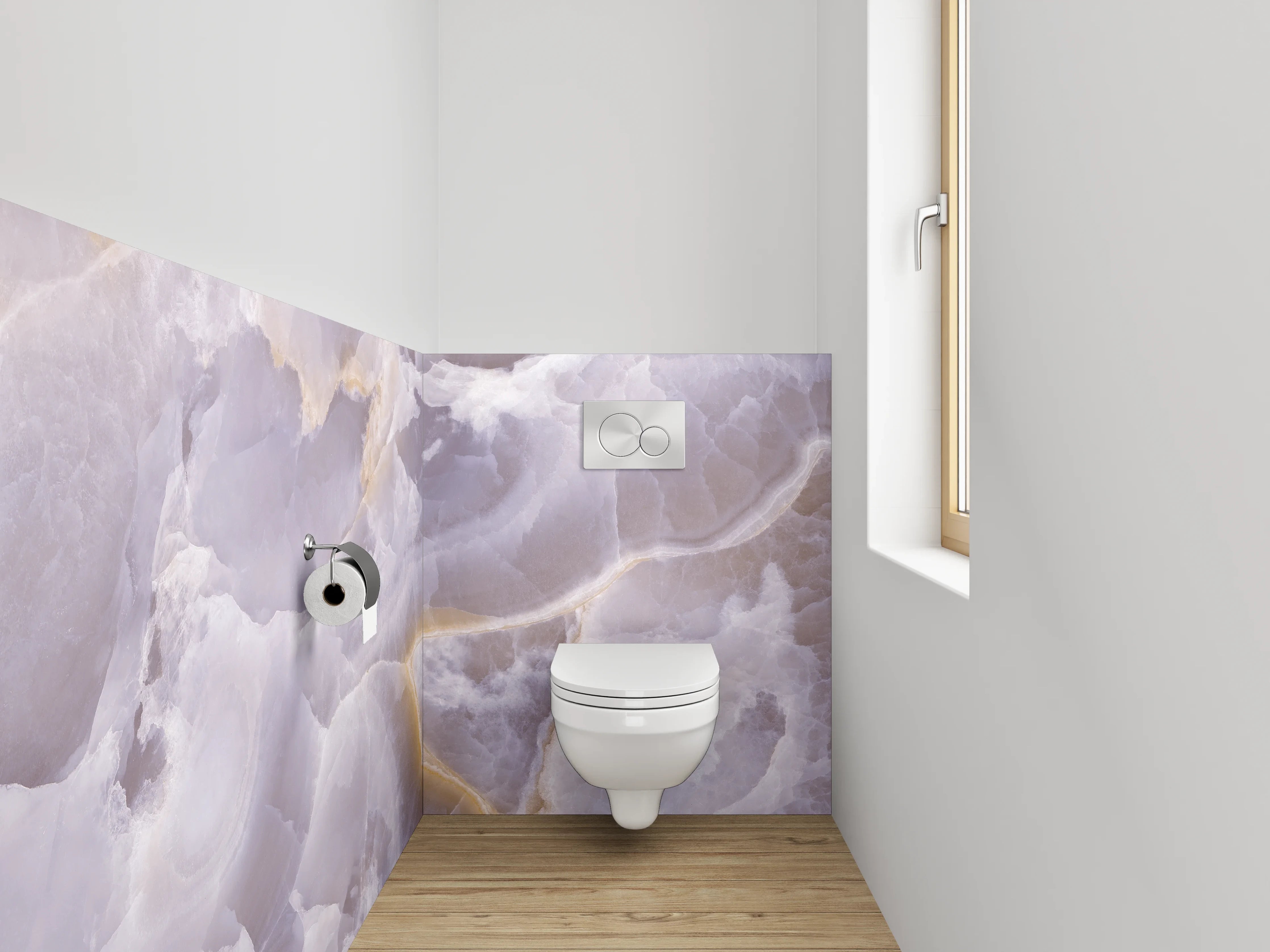 WC-Rückwand - Edle Onyx-Marmorstruktur in Pastell