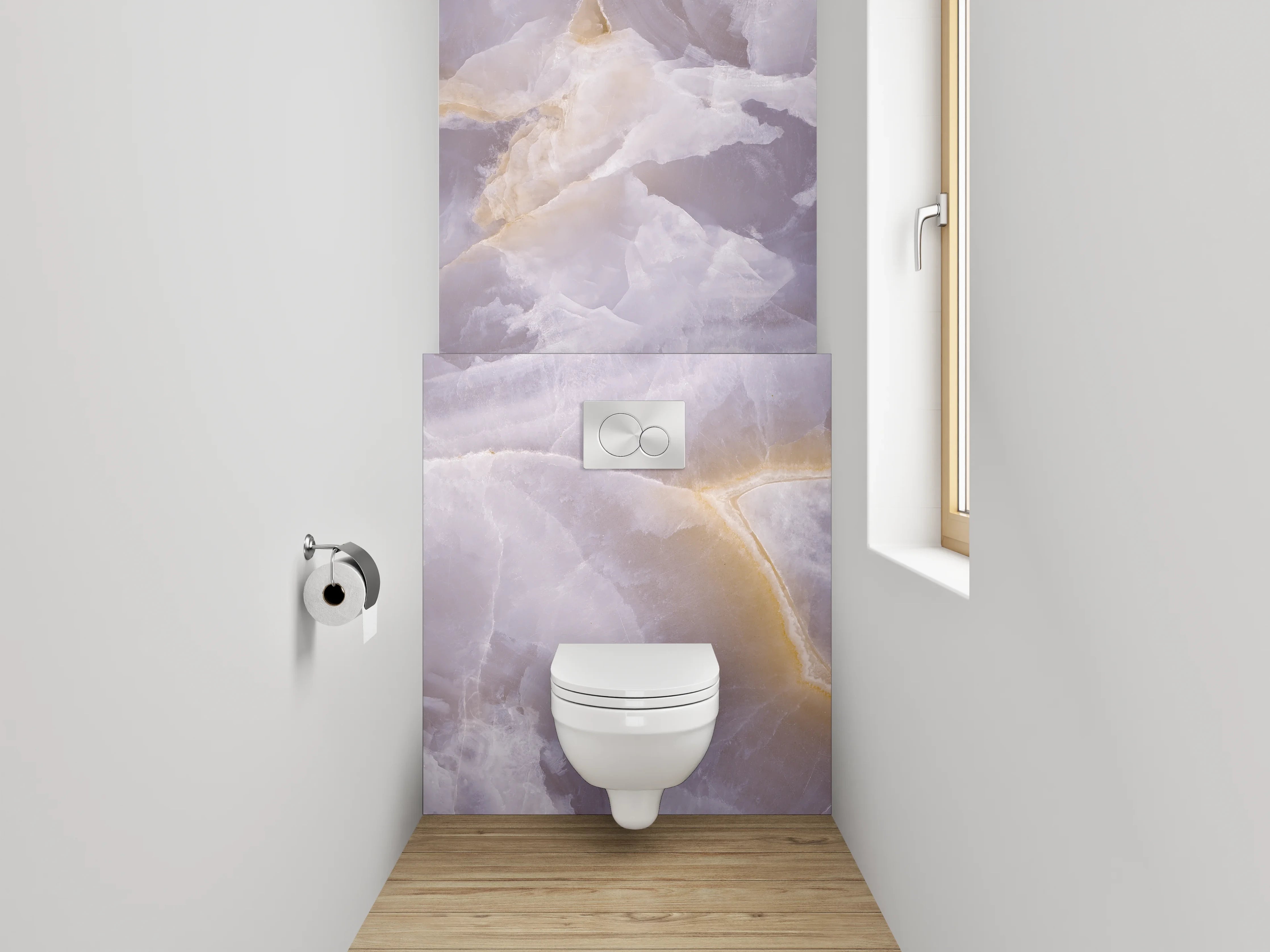 WC-Rückwand - Edle Onyx-Marmorstruktur in Pastell