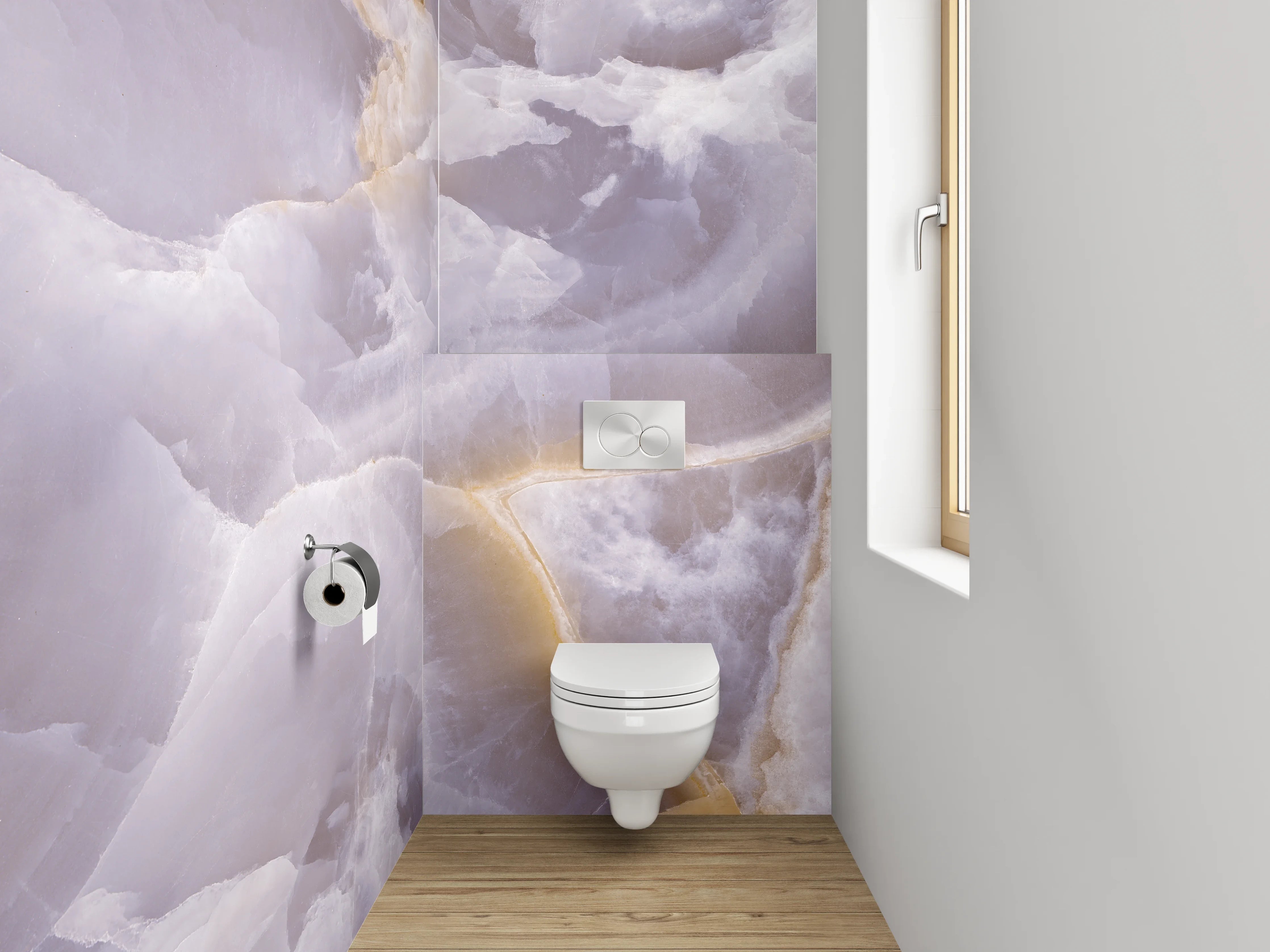 WC-Rückwand - Edle Onyx-Marmorstruktur in Pastell