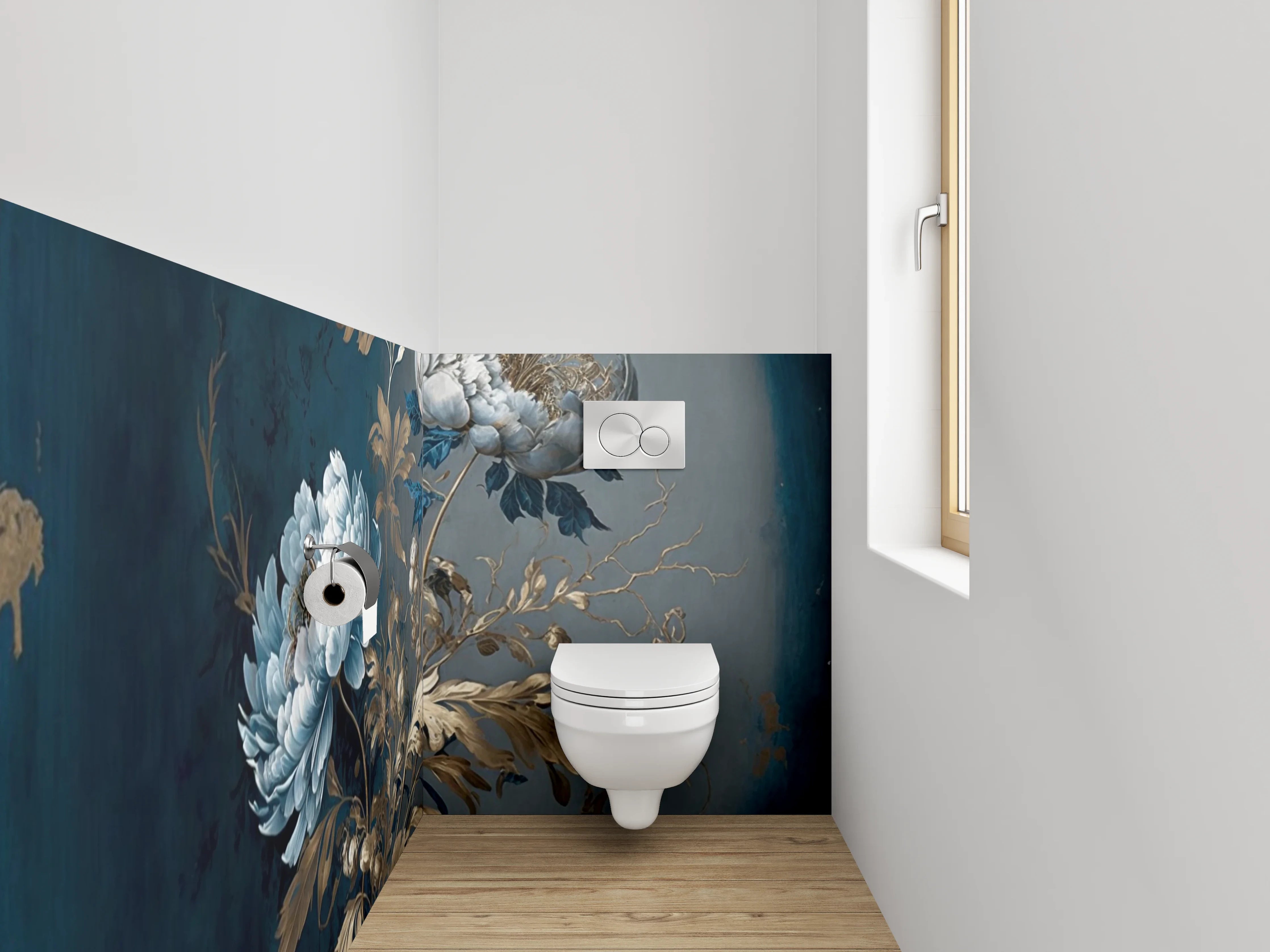 WC-Rückwand - Edle Pfingstrosen als Wandkunst