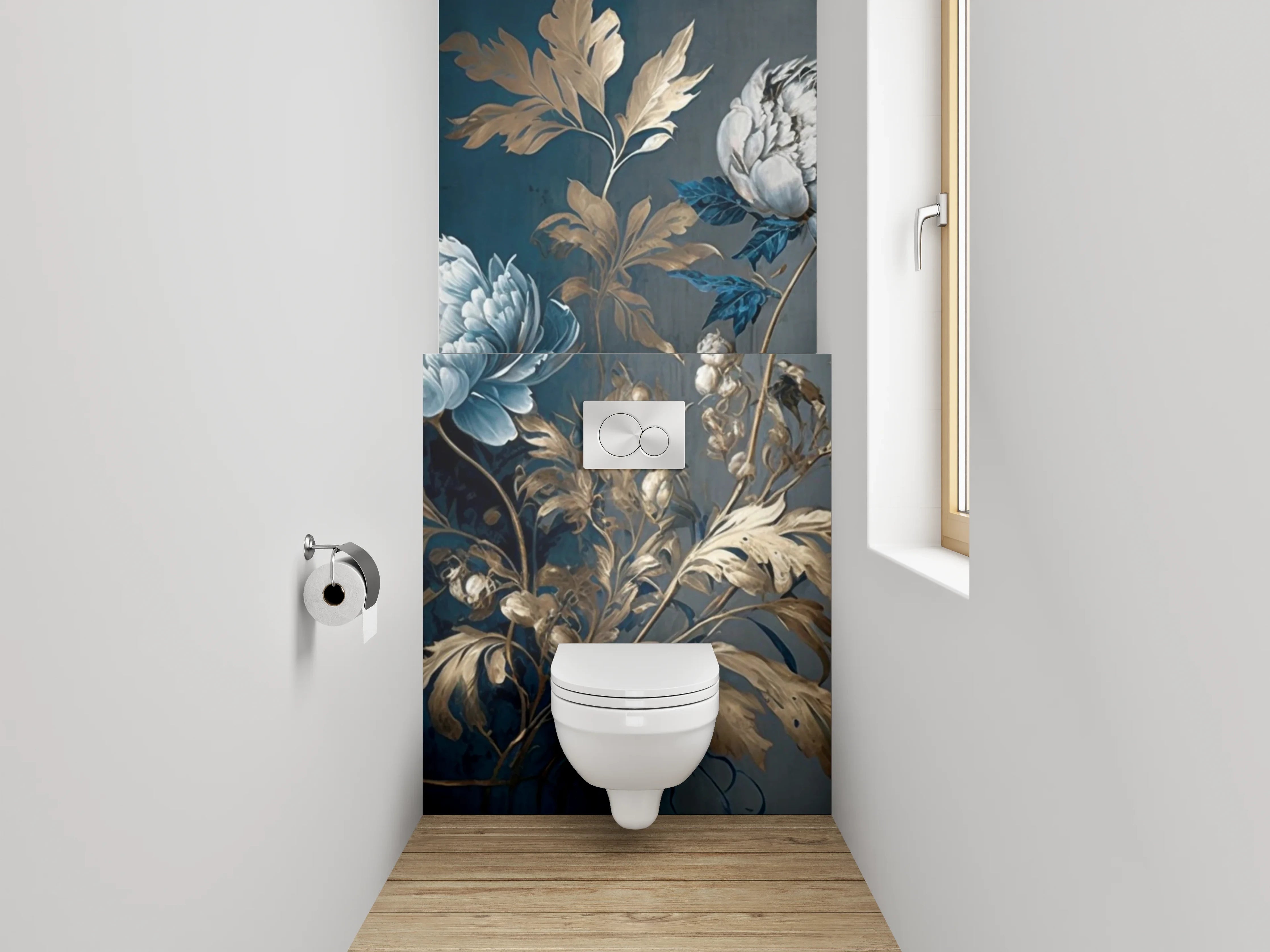 WC-Rückwand - Edle Pfingstrosen als Wandkunst