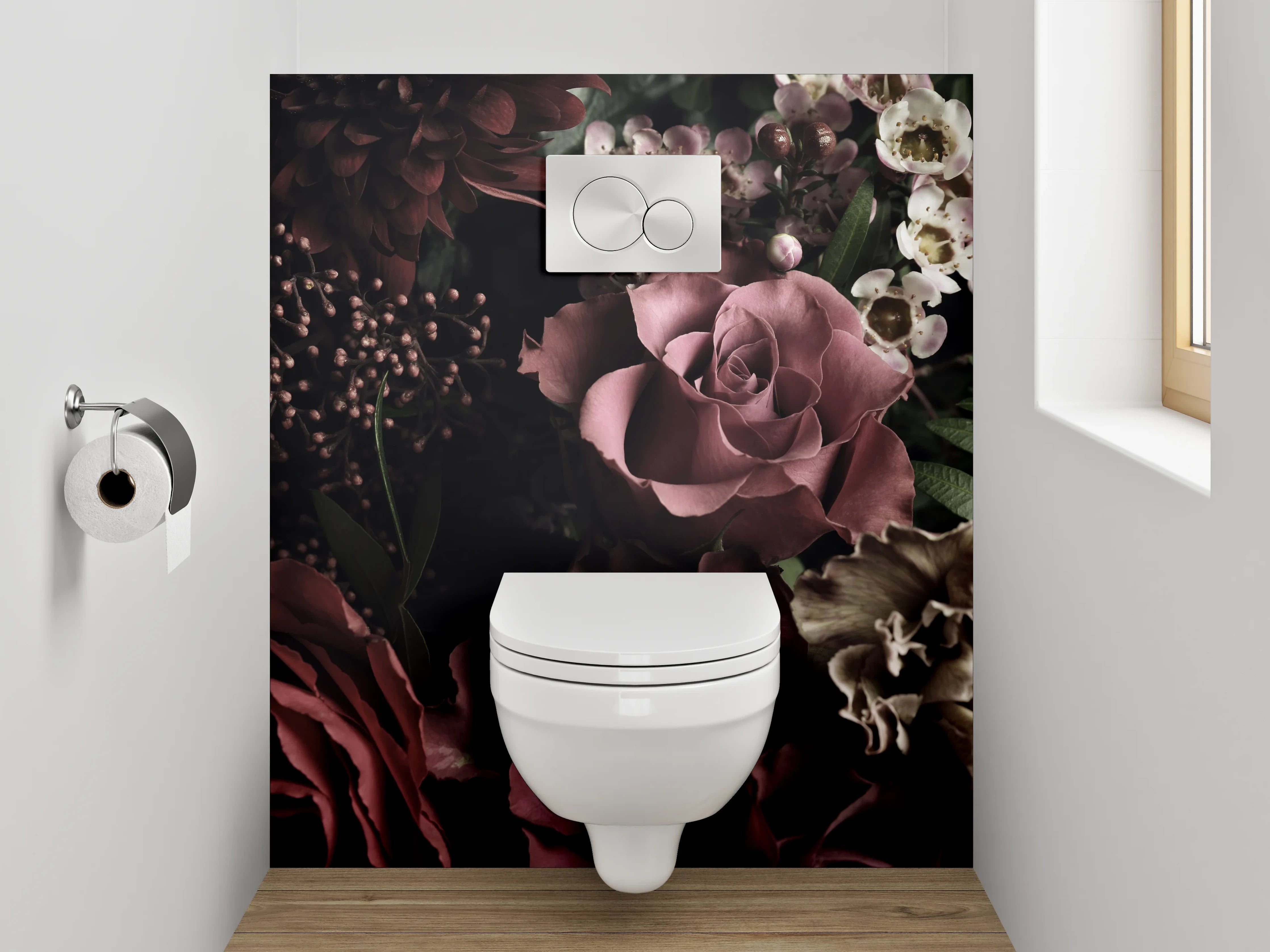 WC-Rückwand - Edle Rosen Stillleben Blumencollage