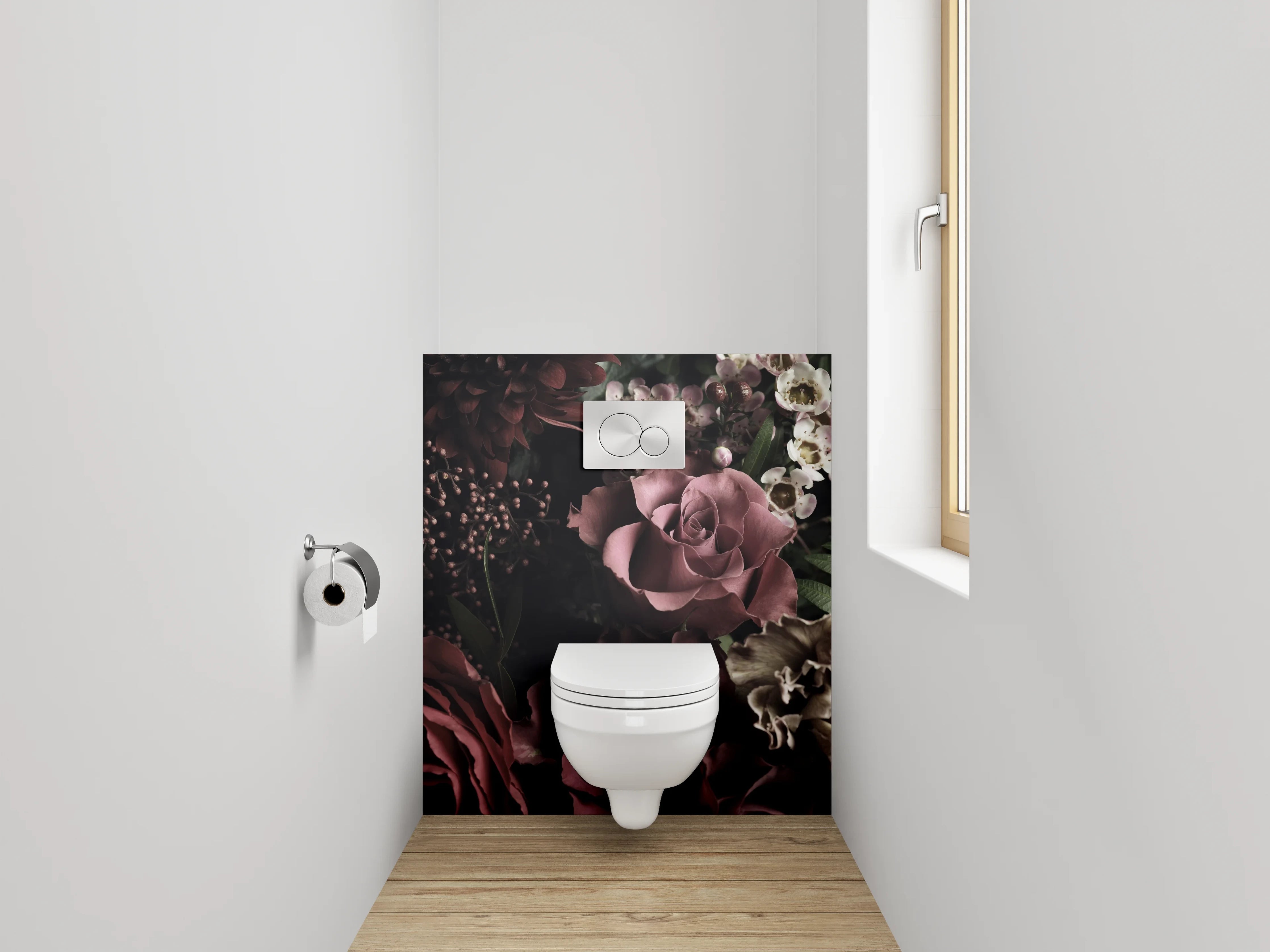 WC-Rückwand - Edle Rosen Stillleben Blumencollage