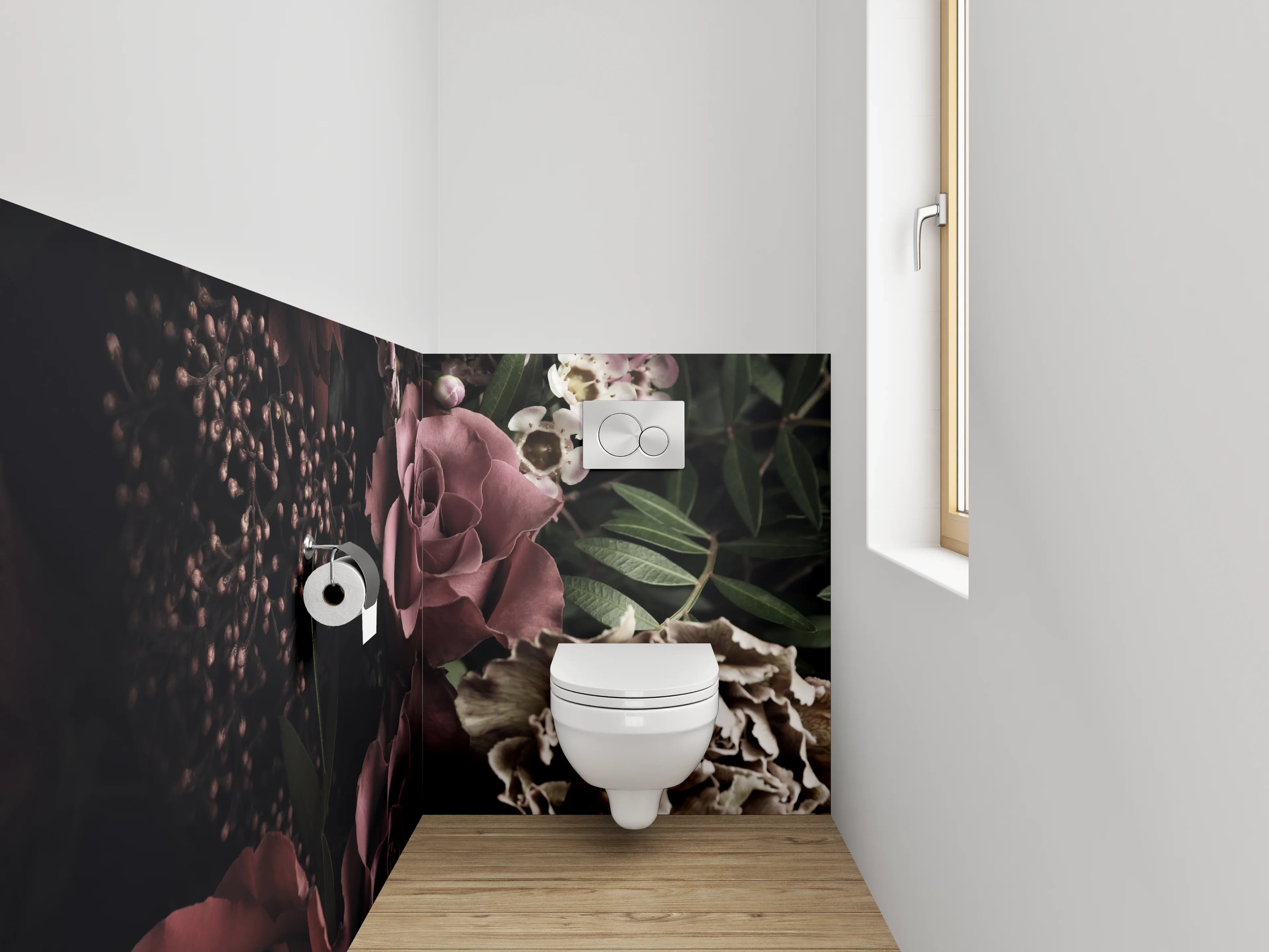 WC-Rückwand - Edle Rosen Stillleben Blumencollage