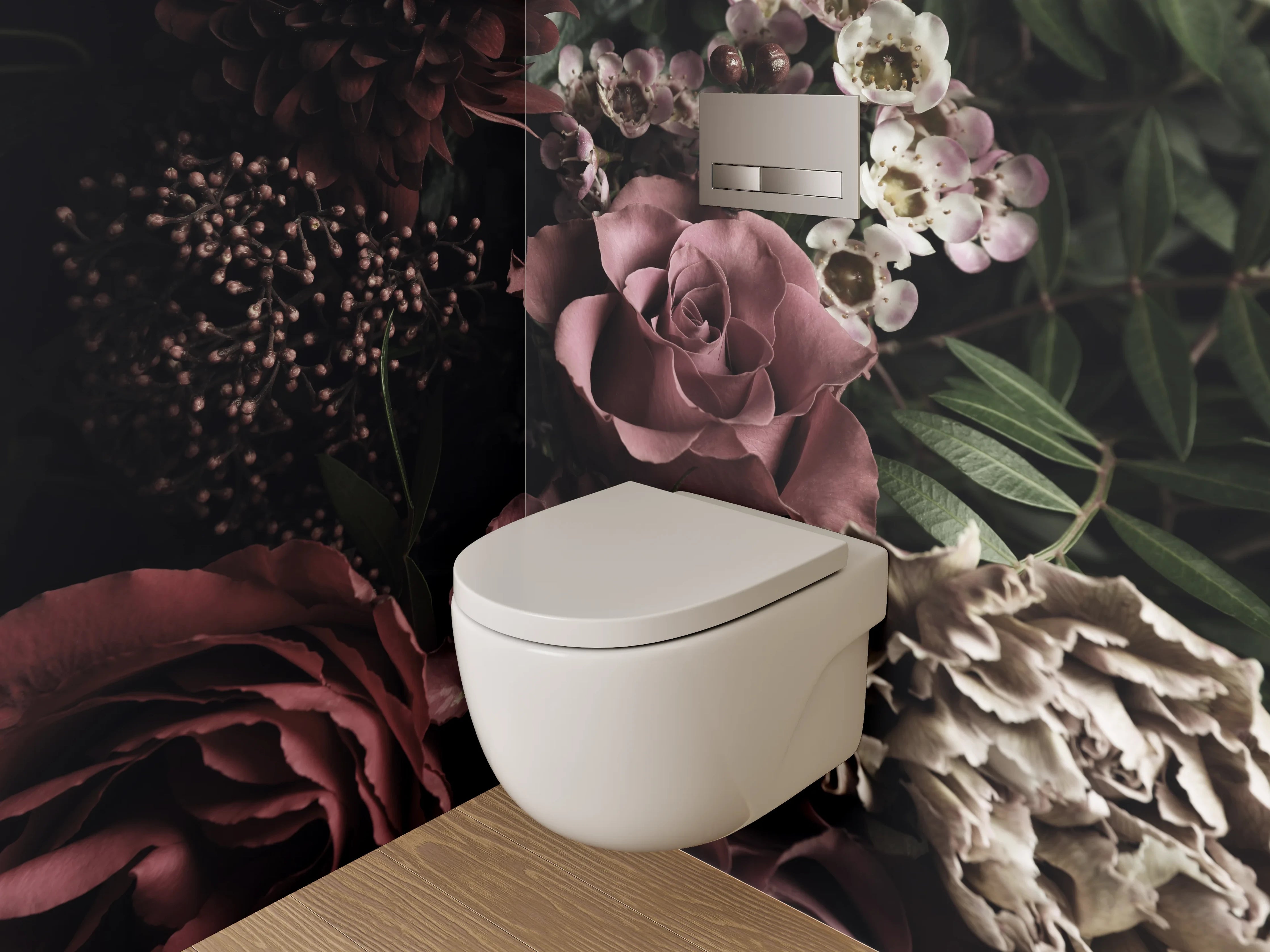 WC-Rückwand - Edle Rosen Stillleben Blumencollage