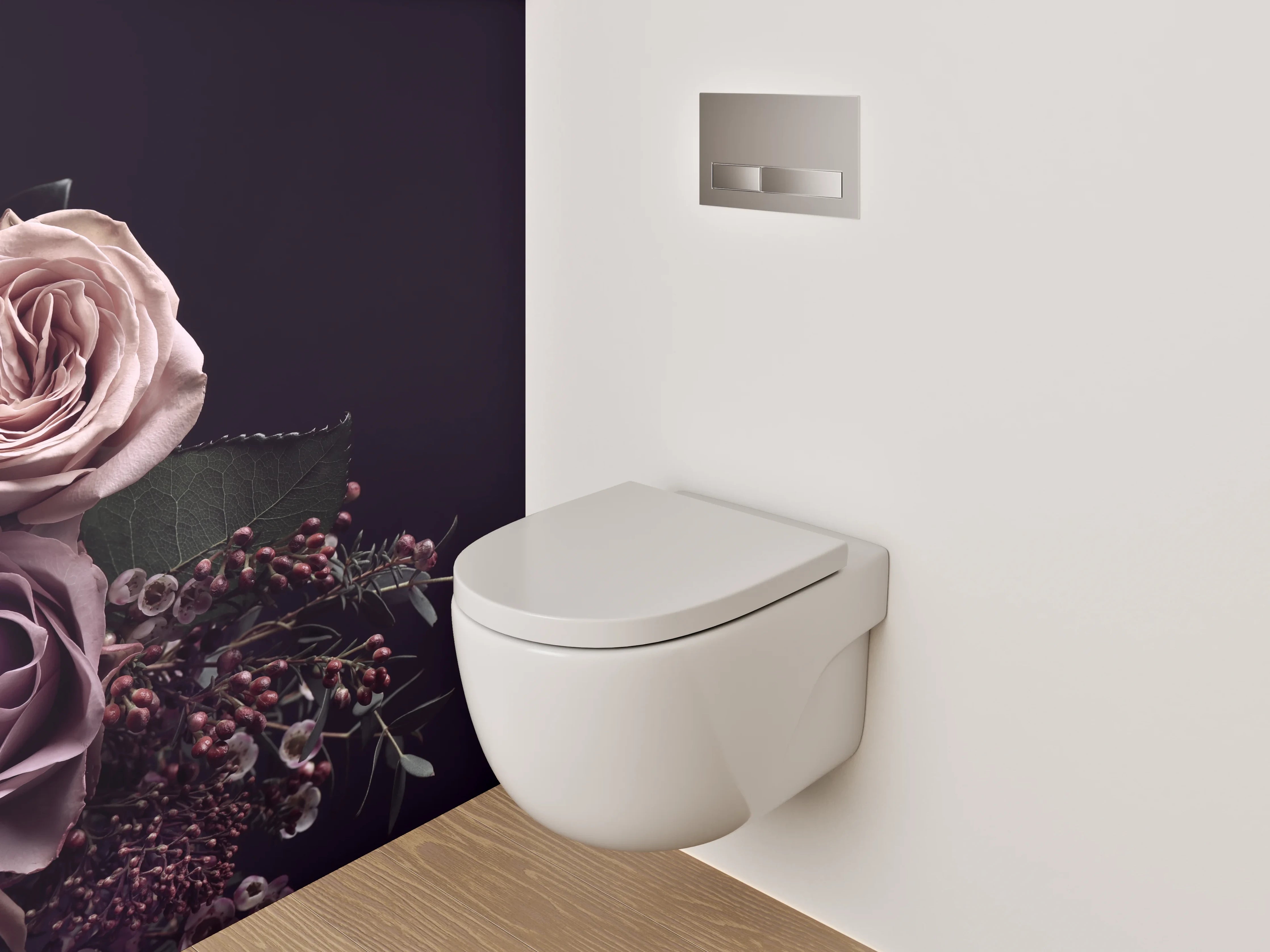 WC-Rückwand - Edle Rosenblüten auf dunklem Grund