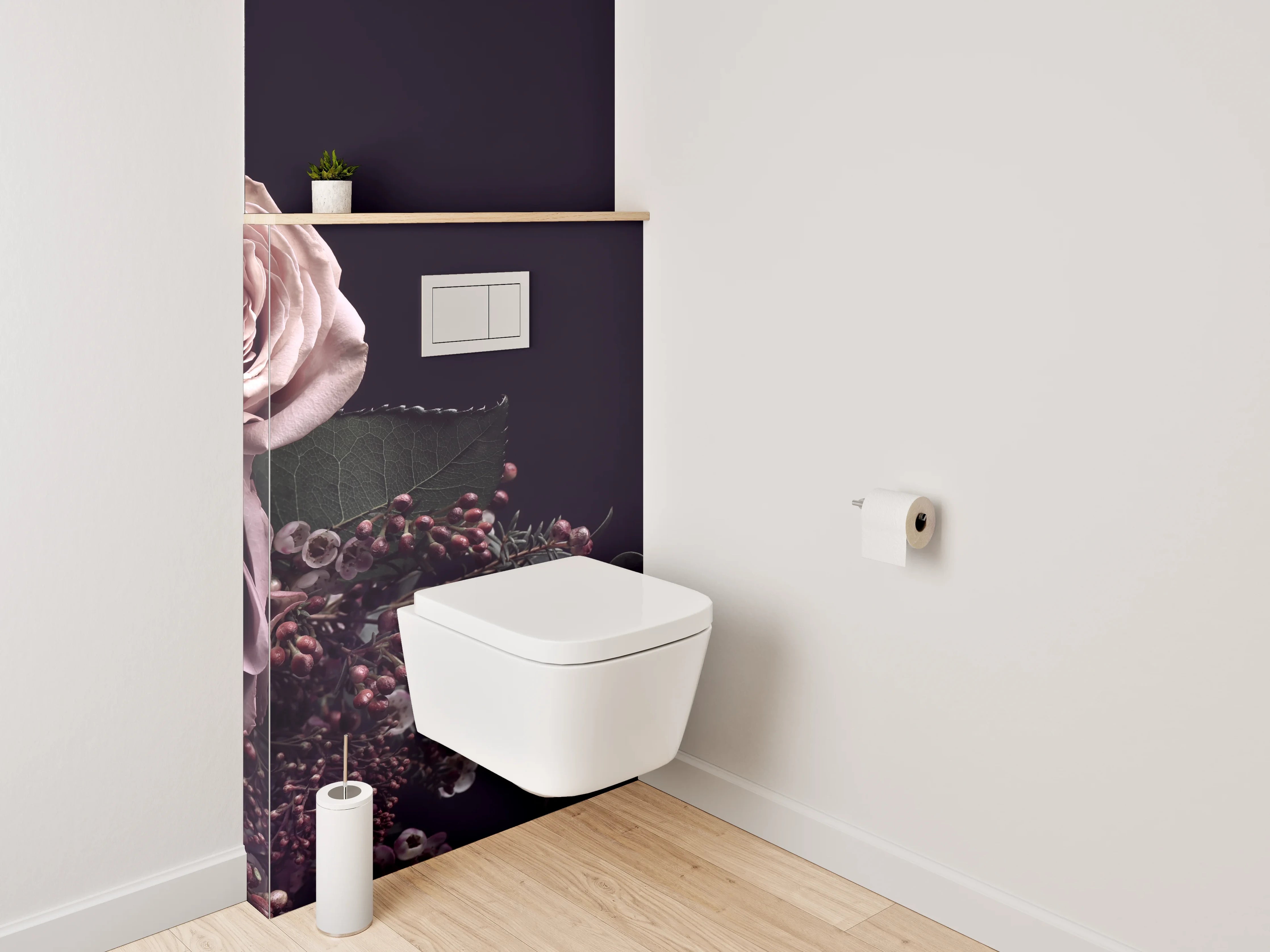 WC-Rückwand - Edle Rosenblüten auf dunklem Grund