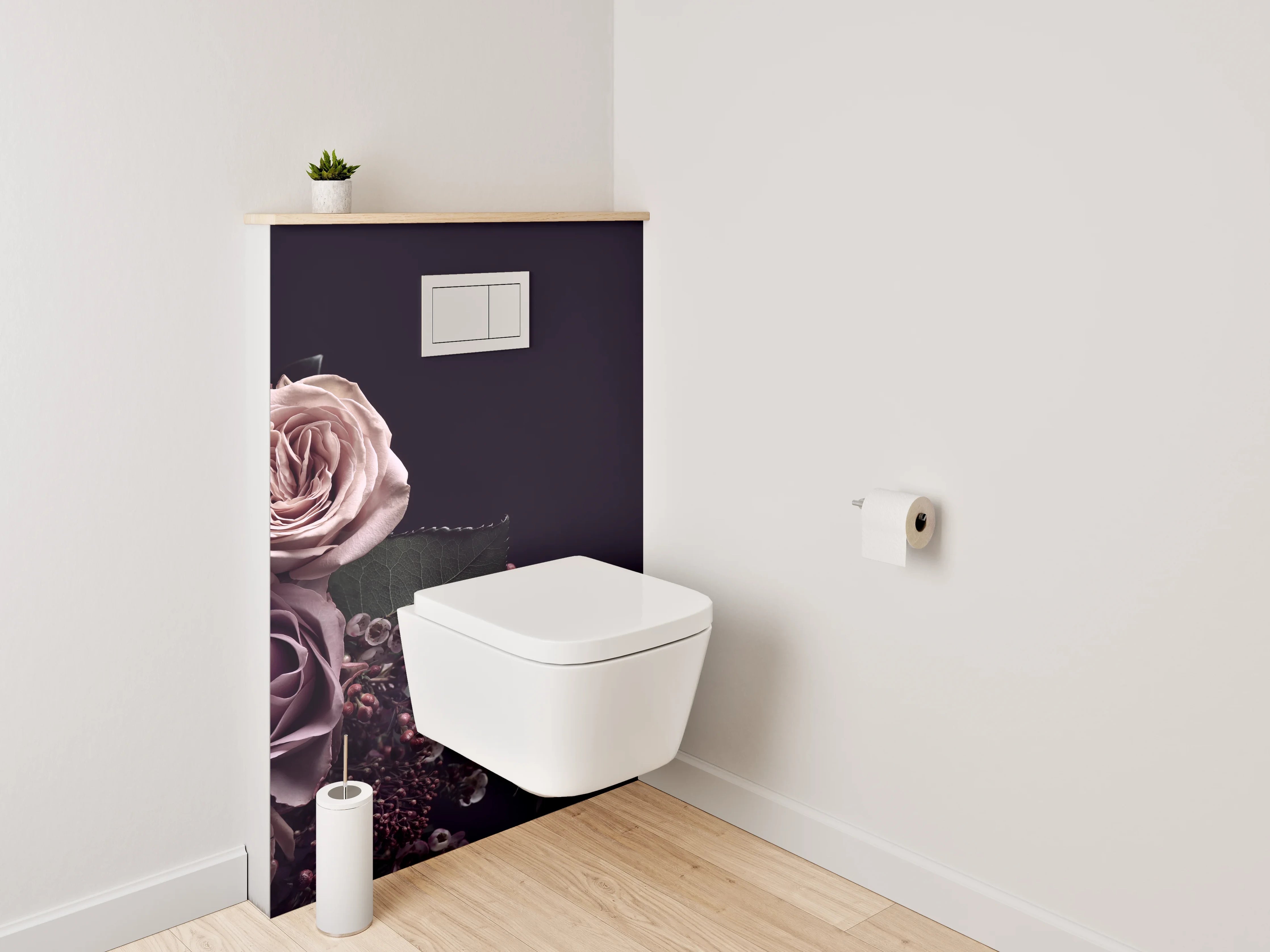 WC-Rückwand - Edle Rosenblüten auf dunklem Grund