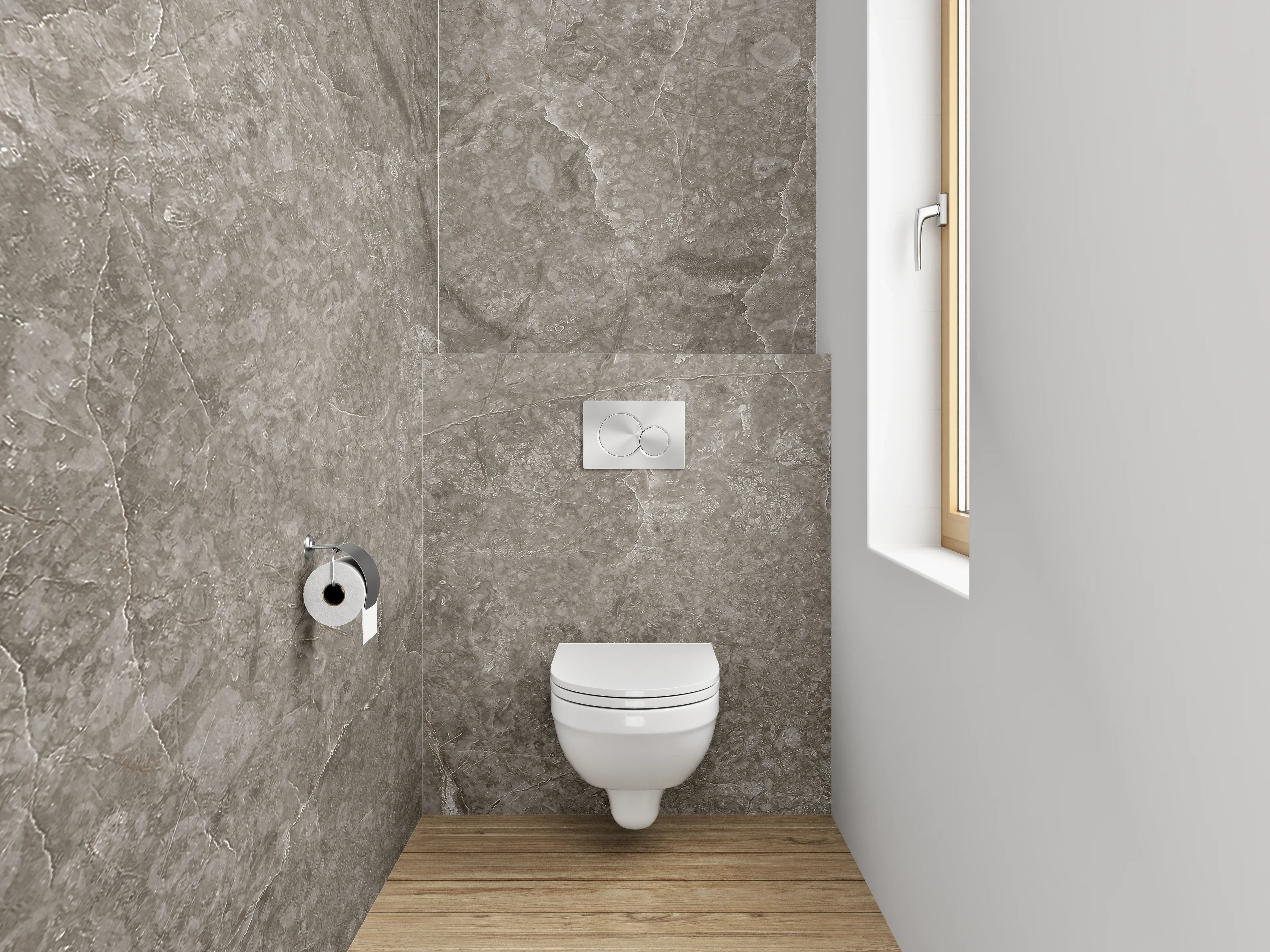 WC-Rückwand - Edle graue Marmoroptik für Badezimmer