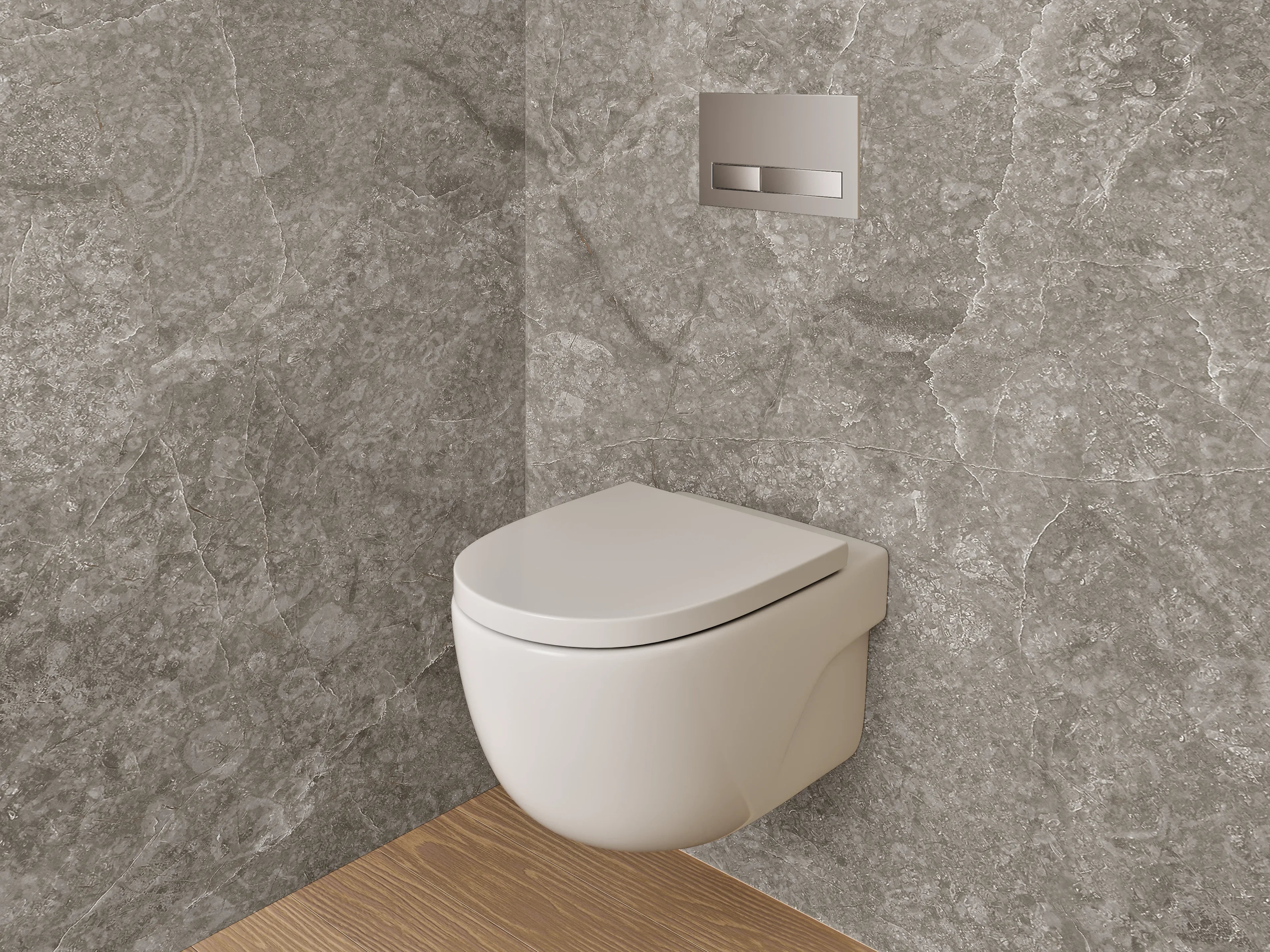 WC-Rückwand - Edle graue Marmoroptik für Badezimmer