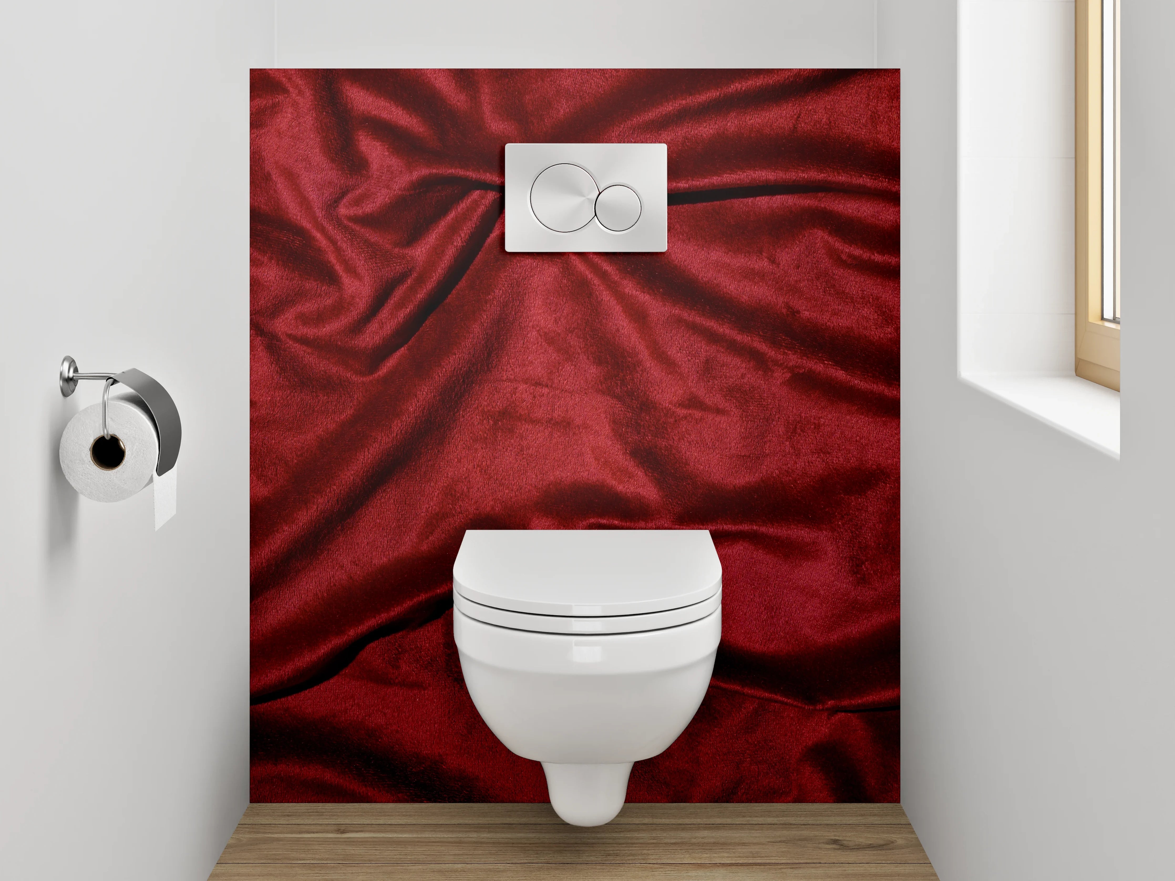 WC-Rückwand - Edle rote Samtoptik