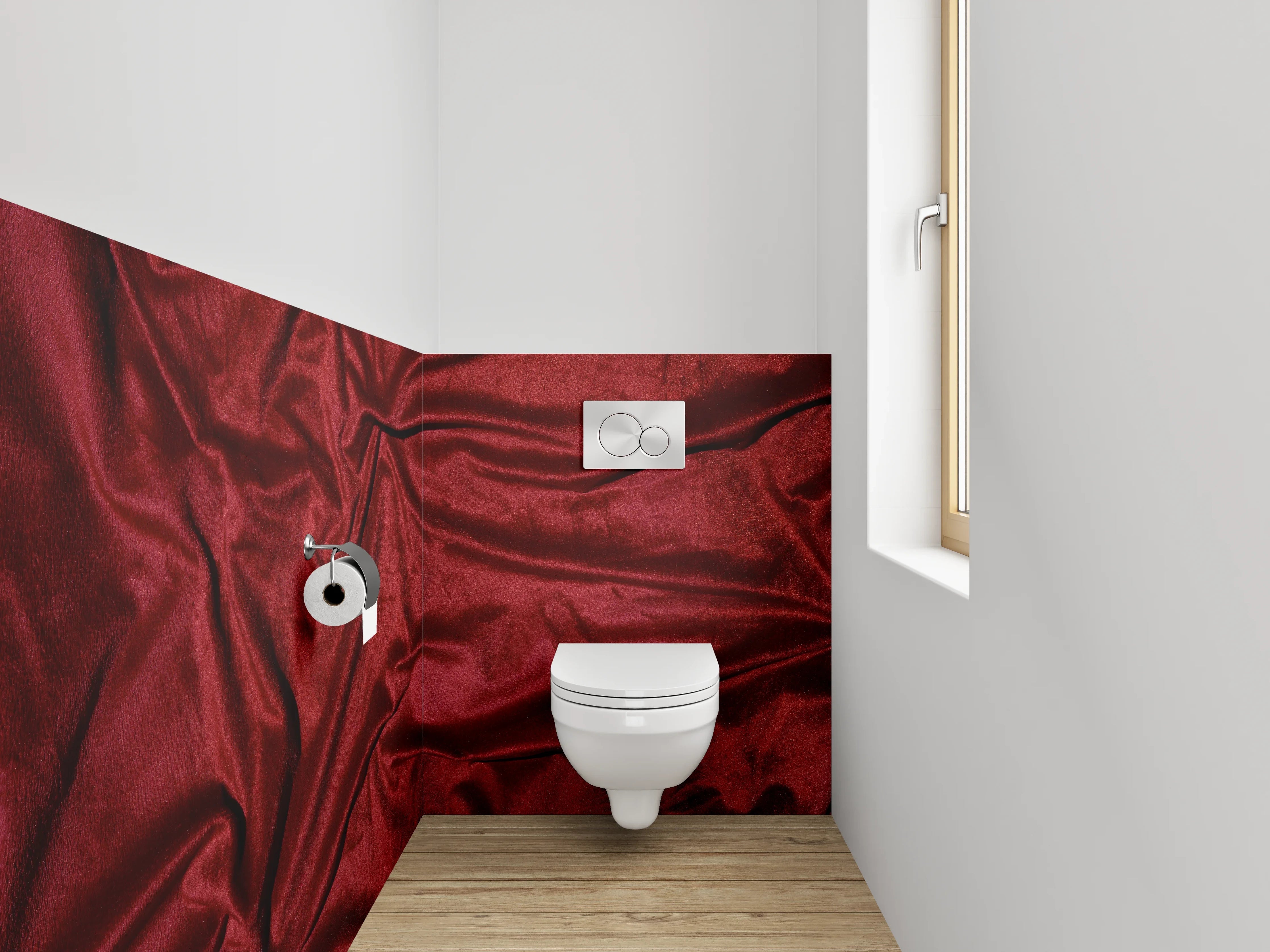 WC-Rückwand - Edle rote Samtoptik