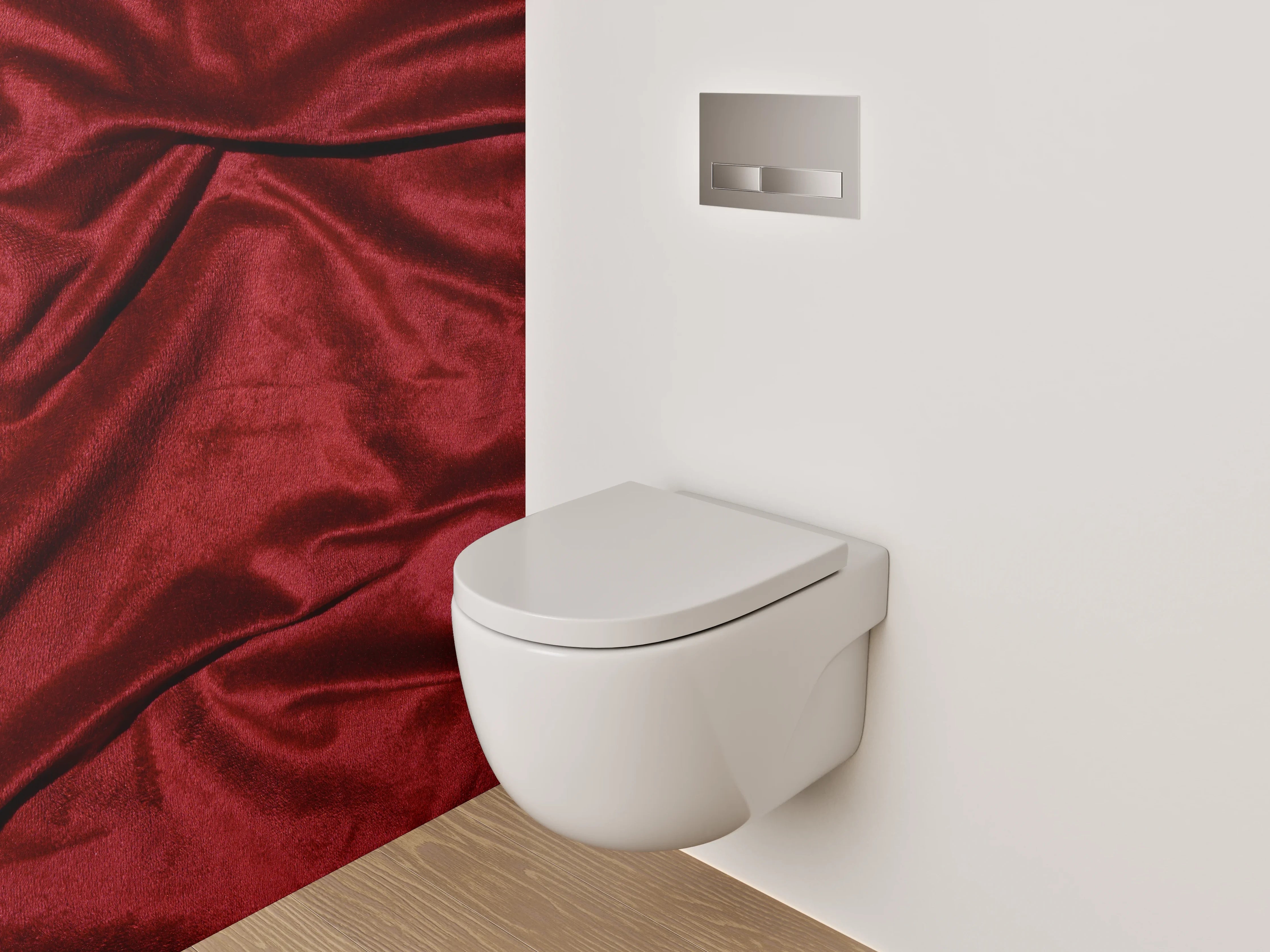 WC-Rückwand - Edle rote Samtoptik
