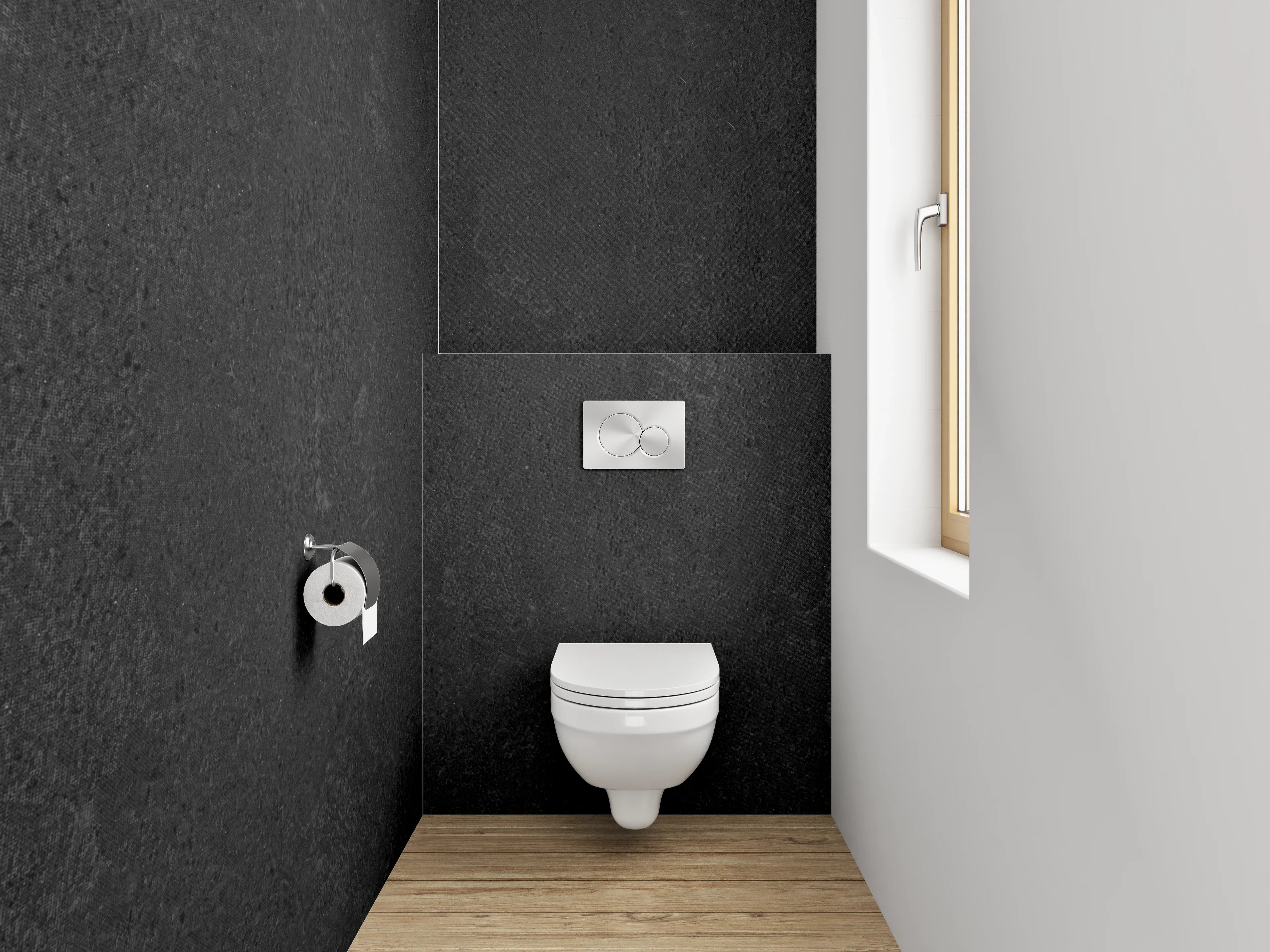 WC-Rückwand - Edle schwarze Schiefer-Optik puristisch