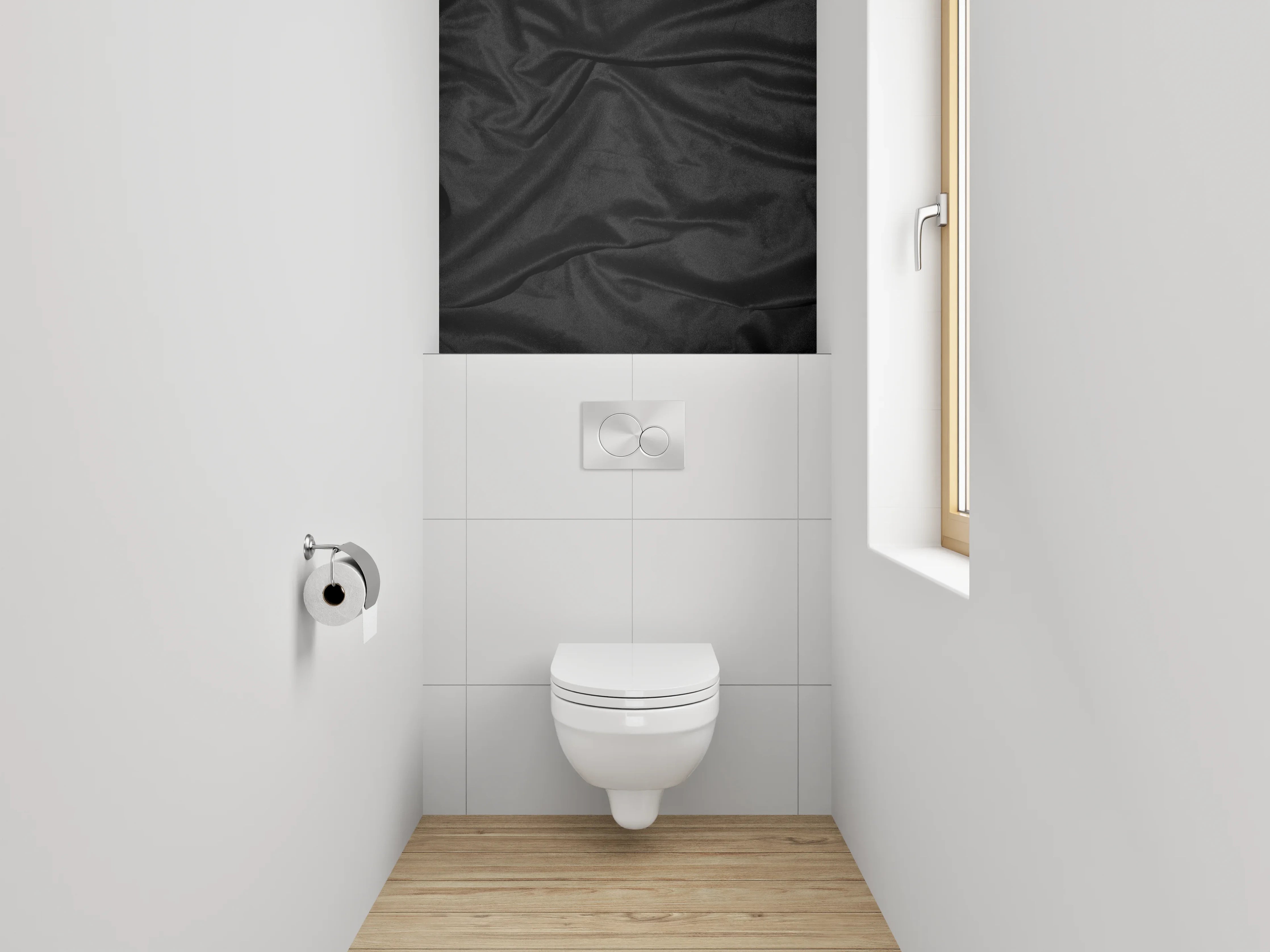 WC-Rückwand - Edle schwarze Stoffoptik
