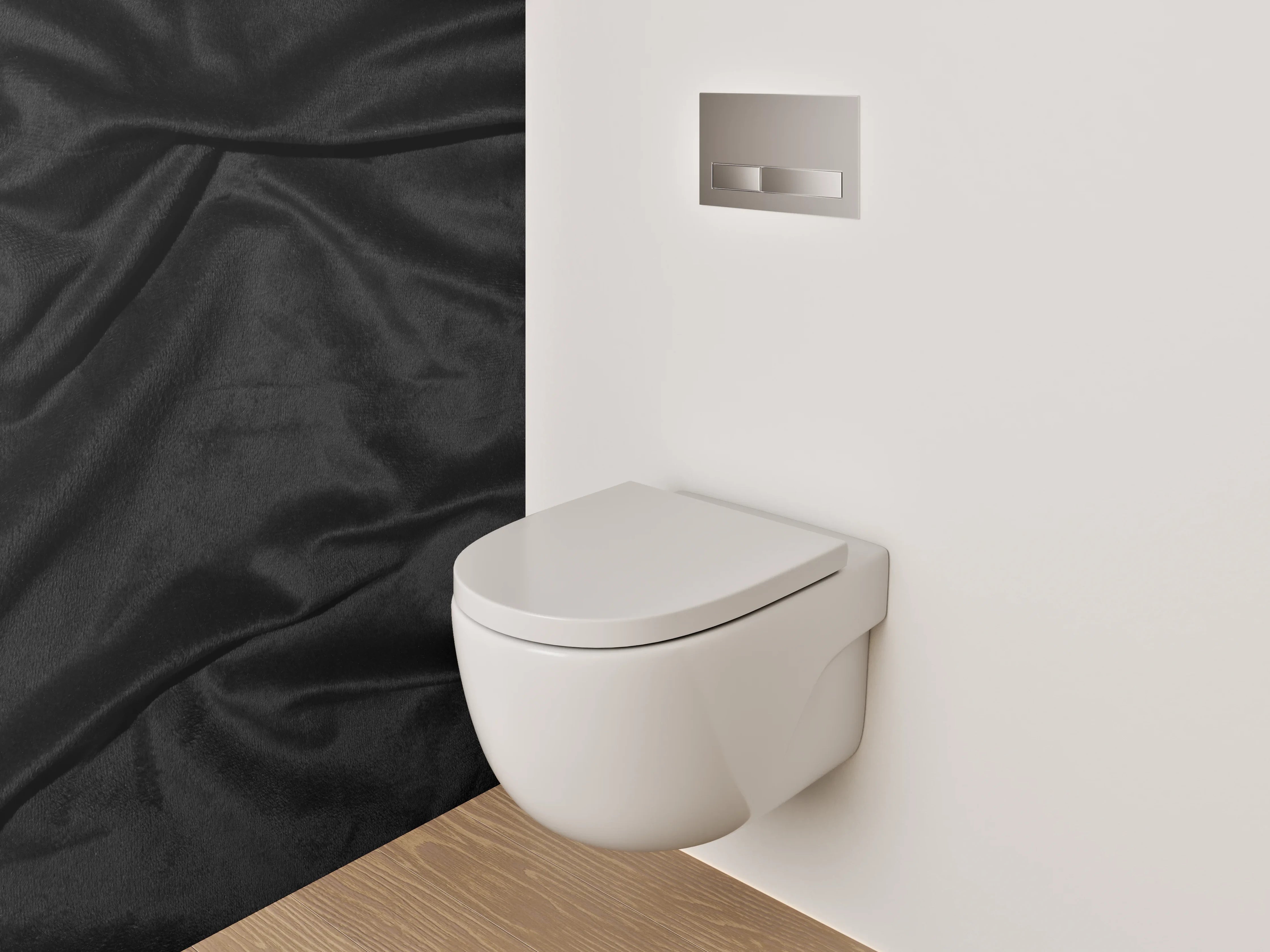WC-Rückwand - Edle schwarze Stoffoptik
