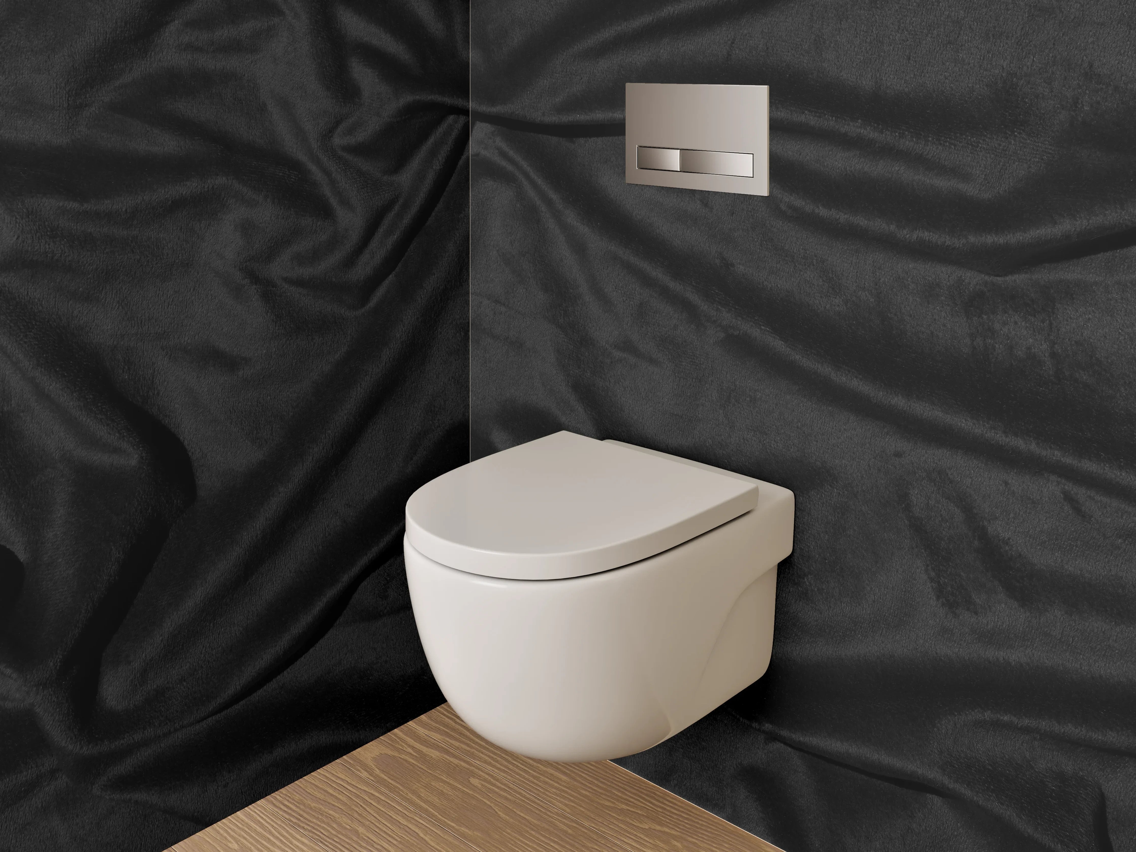 WC-Rückwand - Edle schwarze Stoffoptik