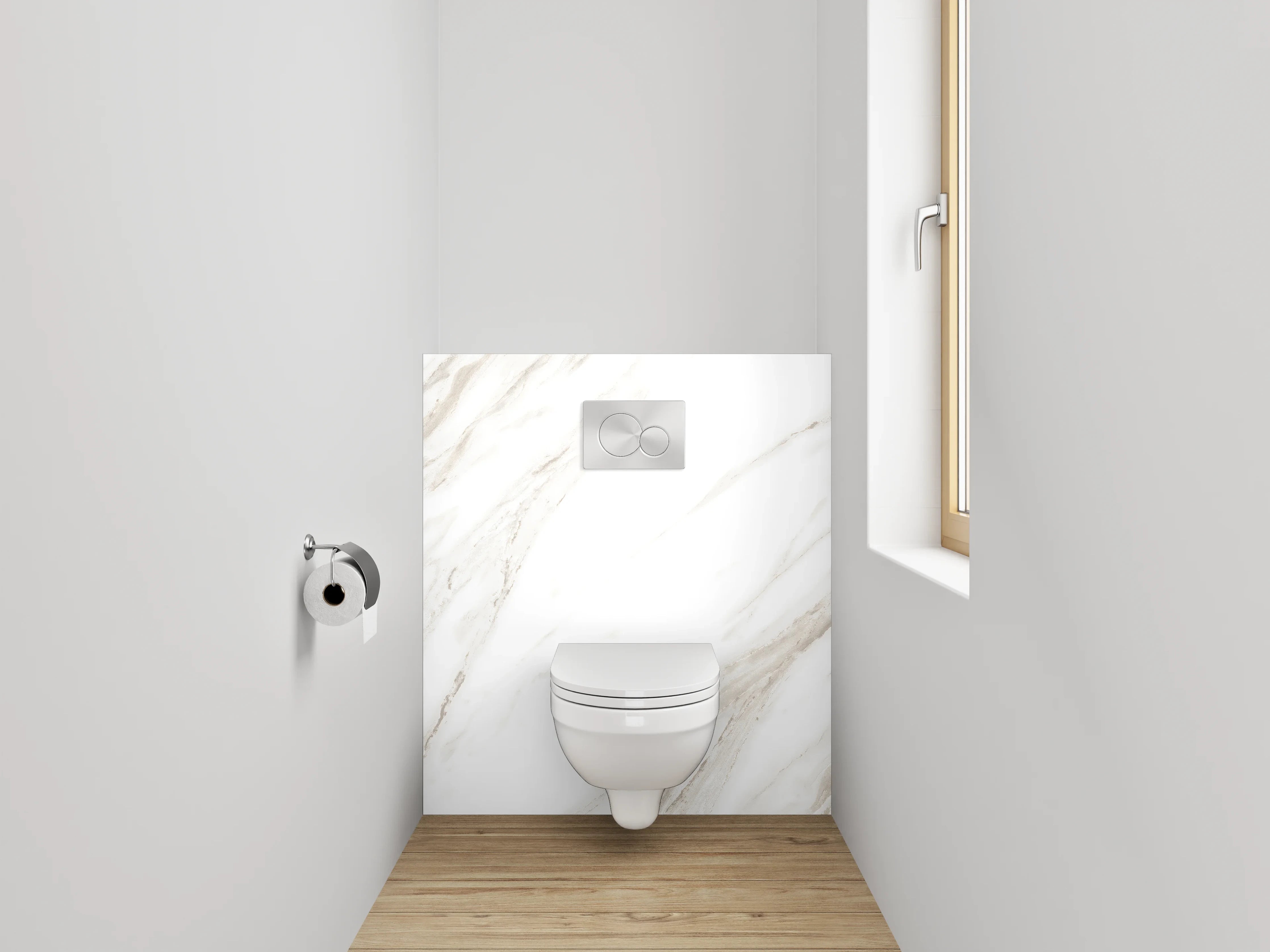 WC-Rückwand - Edle weiße Marmoroptik