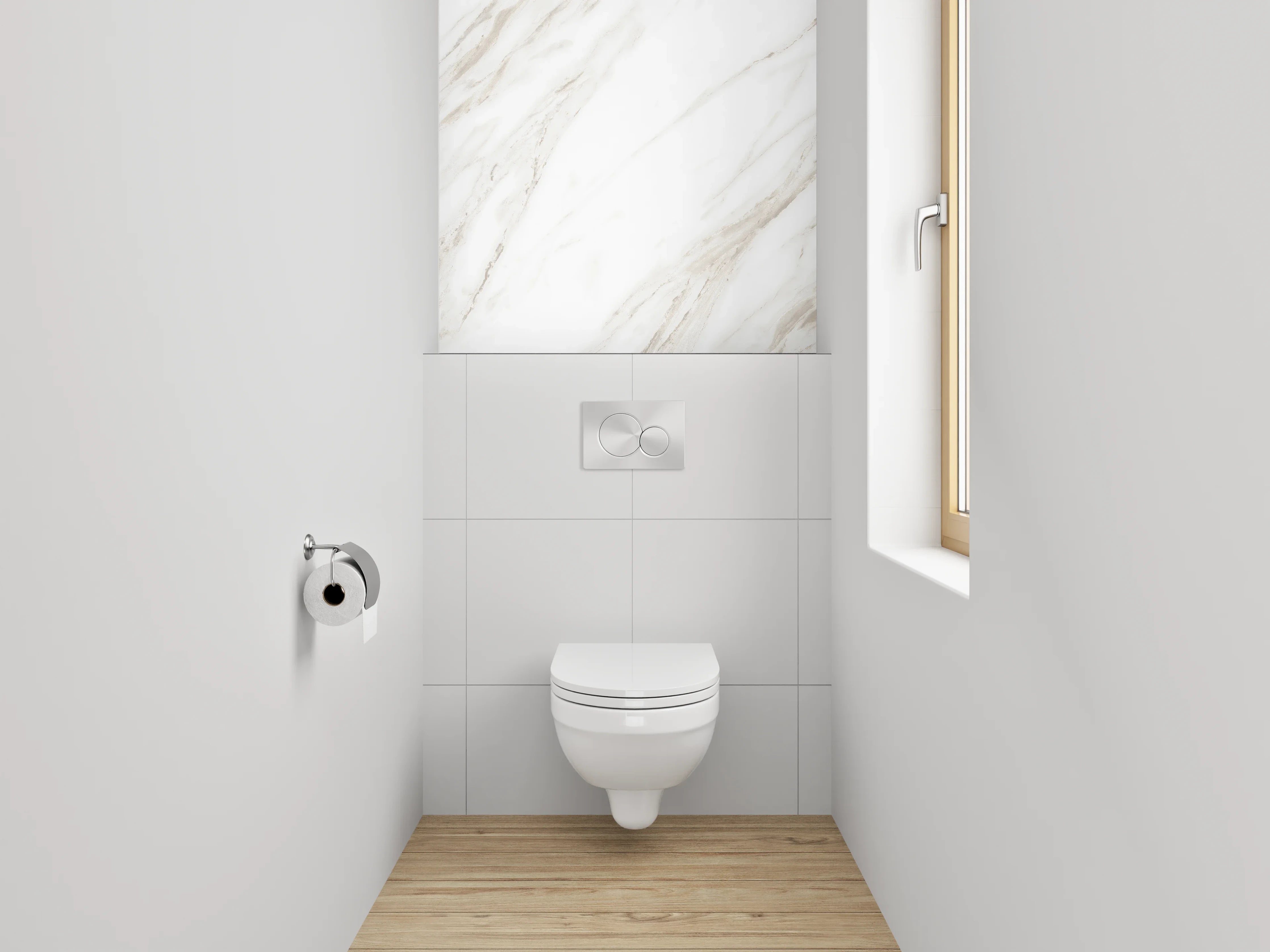 WC-Rückwand - Edle weiße Marmoroptik