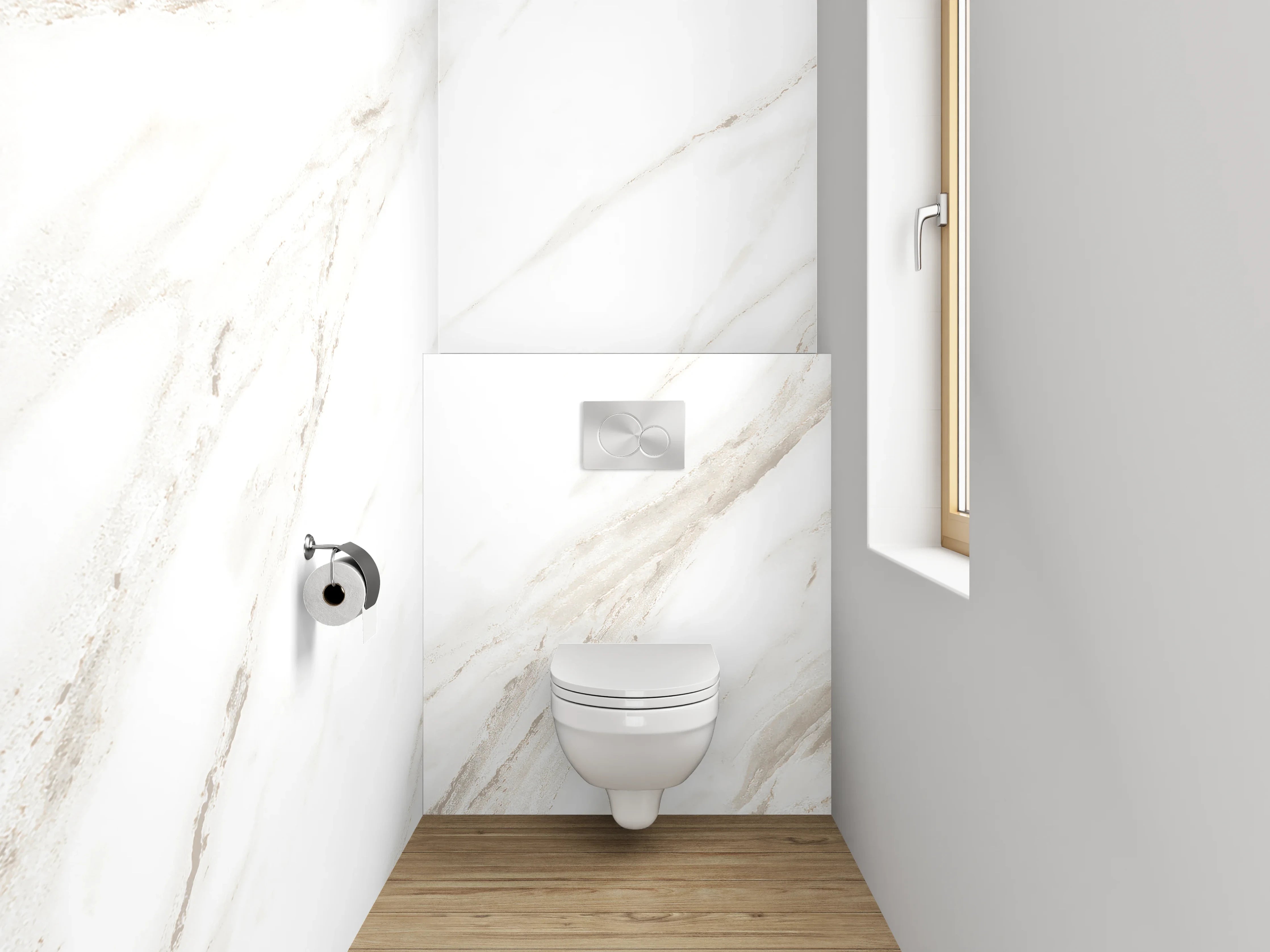 WC-Rückwand - Edle weiße Marmoroptik