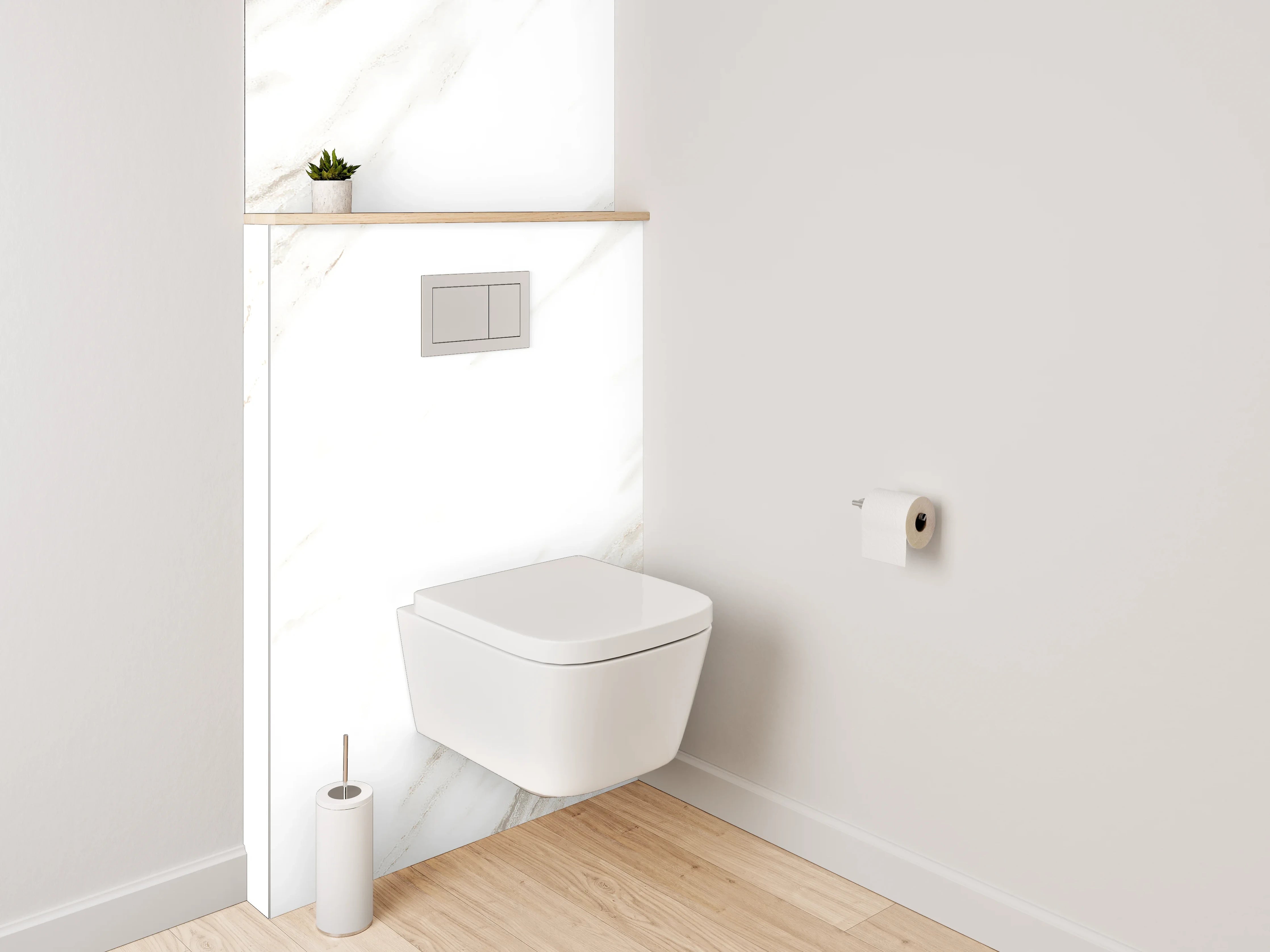 WC-Rückwand - Edle weiße Marmoroptik