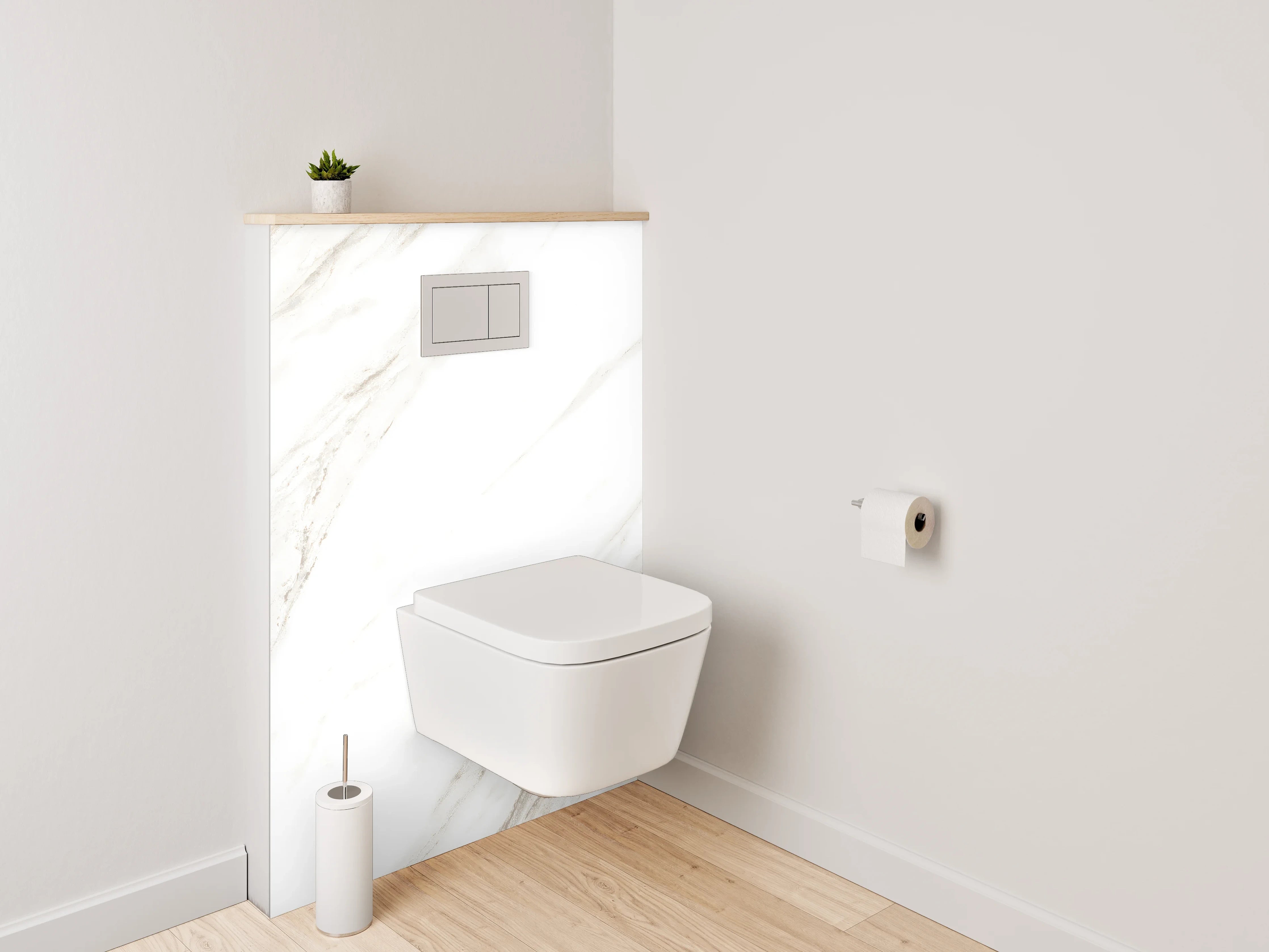 WC-Rückwand - Edle weiße Marmoroptik