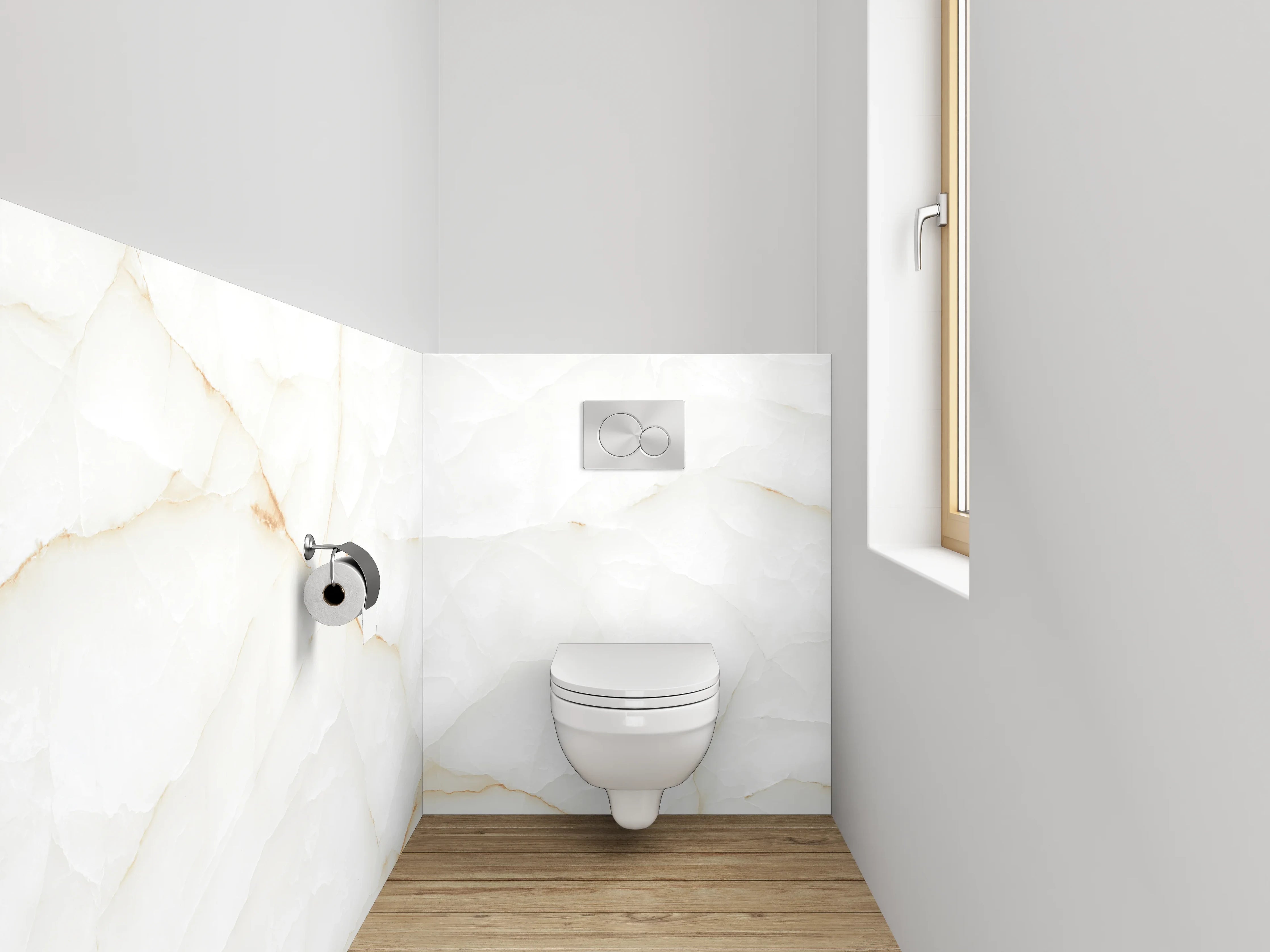 WC-Rückwand - Edle weiße Marmorstruktur
