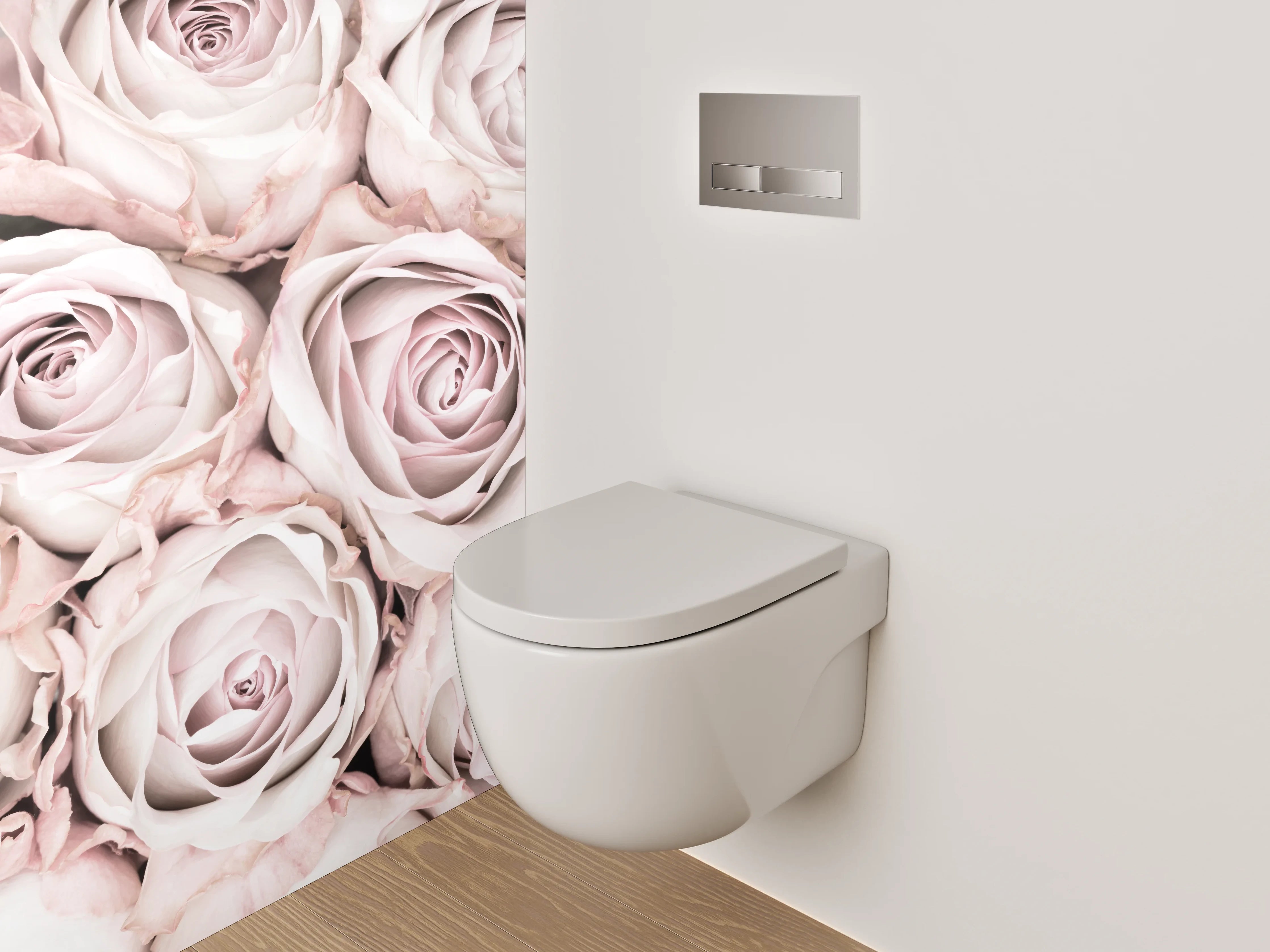 WC-Rückwand - Edle weiße Rosenblüten Fotomotiv