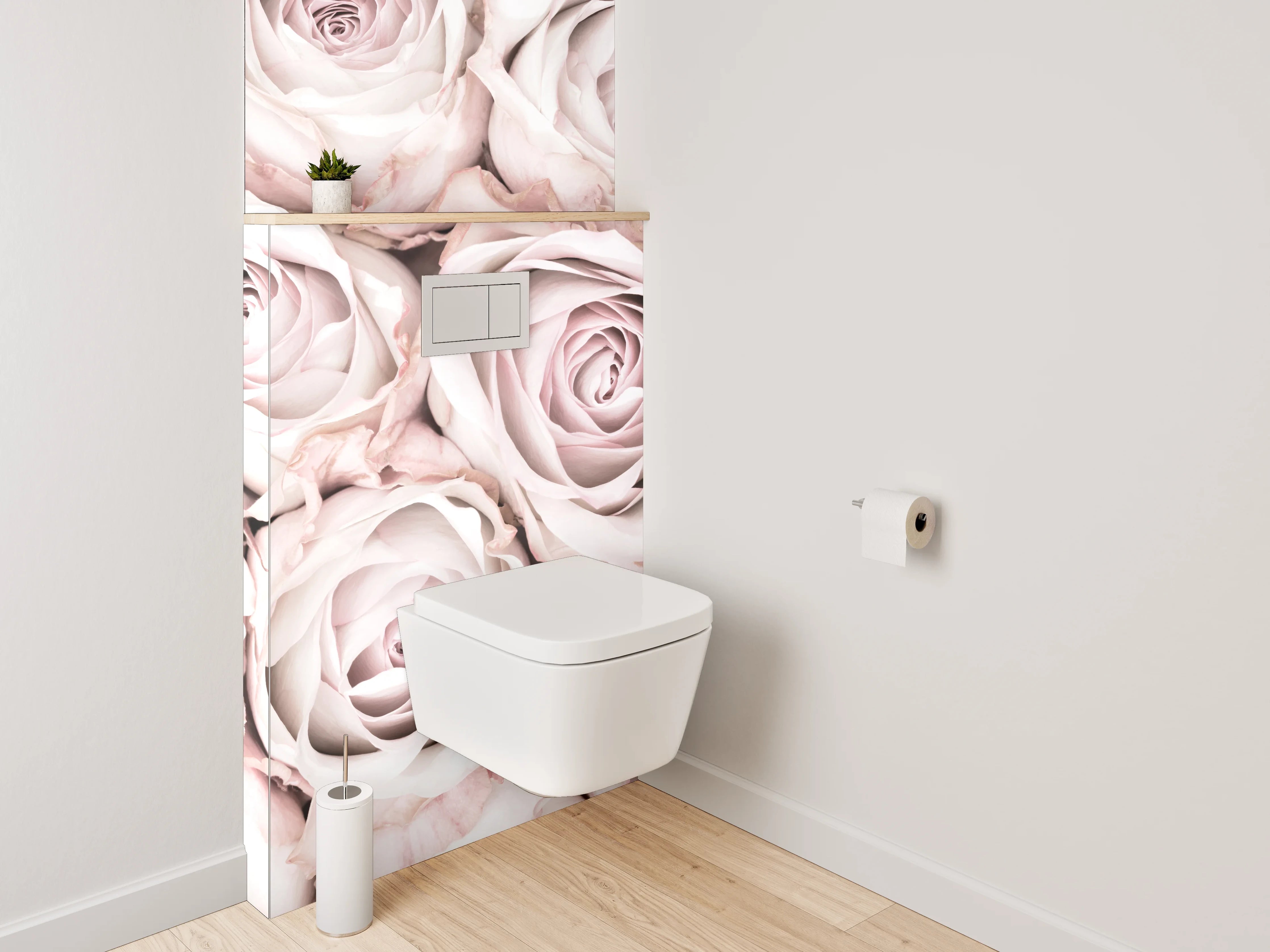 WC-Rückwand - Edle weiße Rosenblüten Fotomotiv