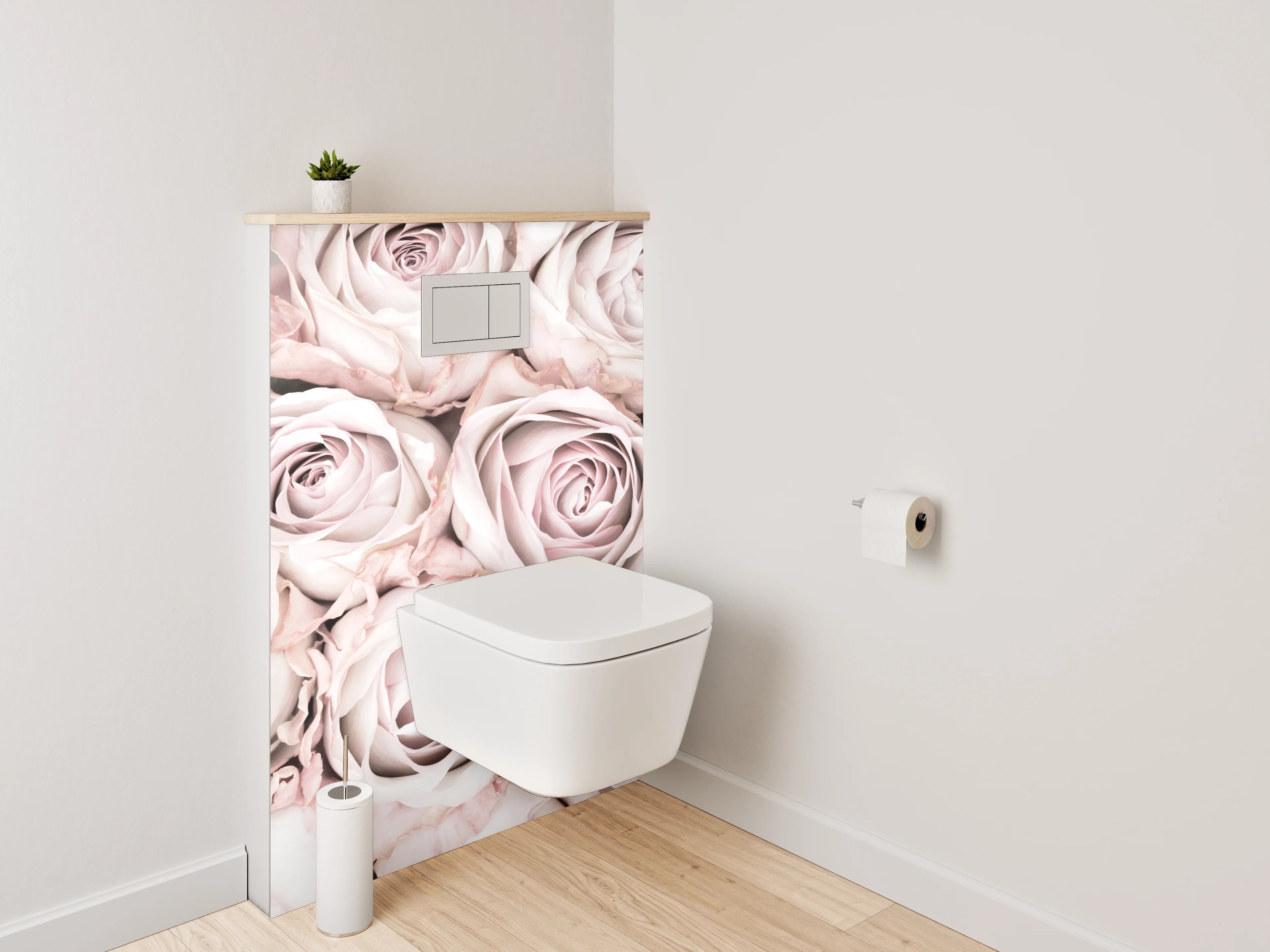 WC-Rückwand - Edle weiße Rosenblüten Fotomotiv