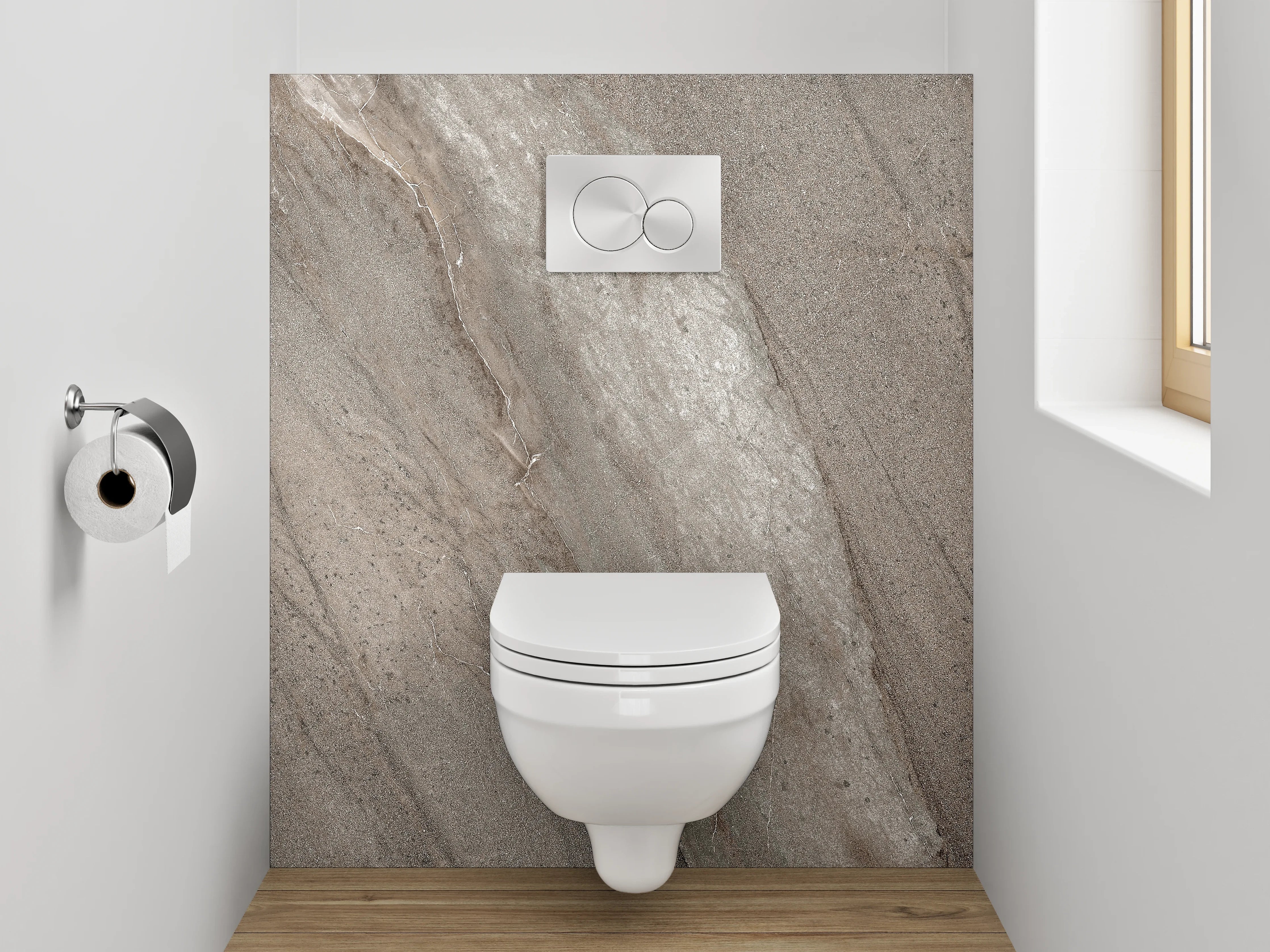 WC-Rückwand - Edler Marmor-Look Beige Grau