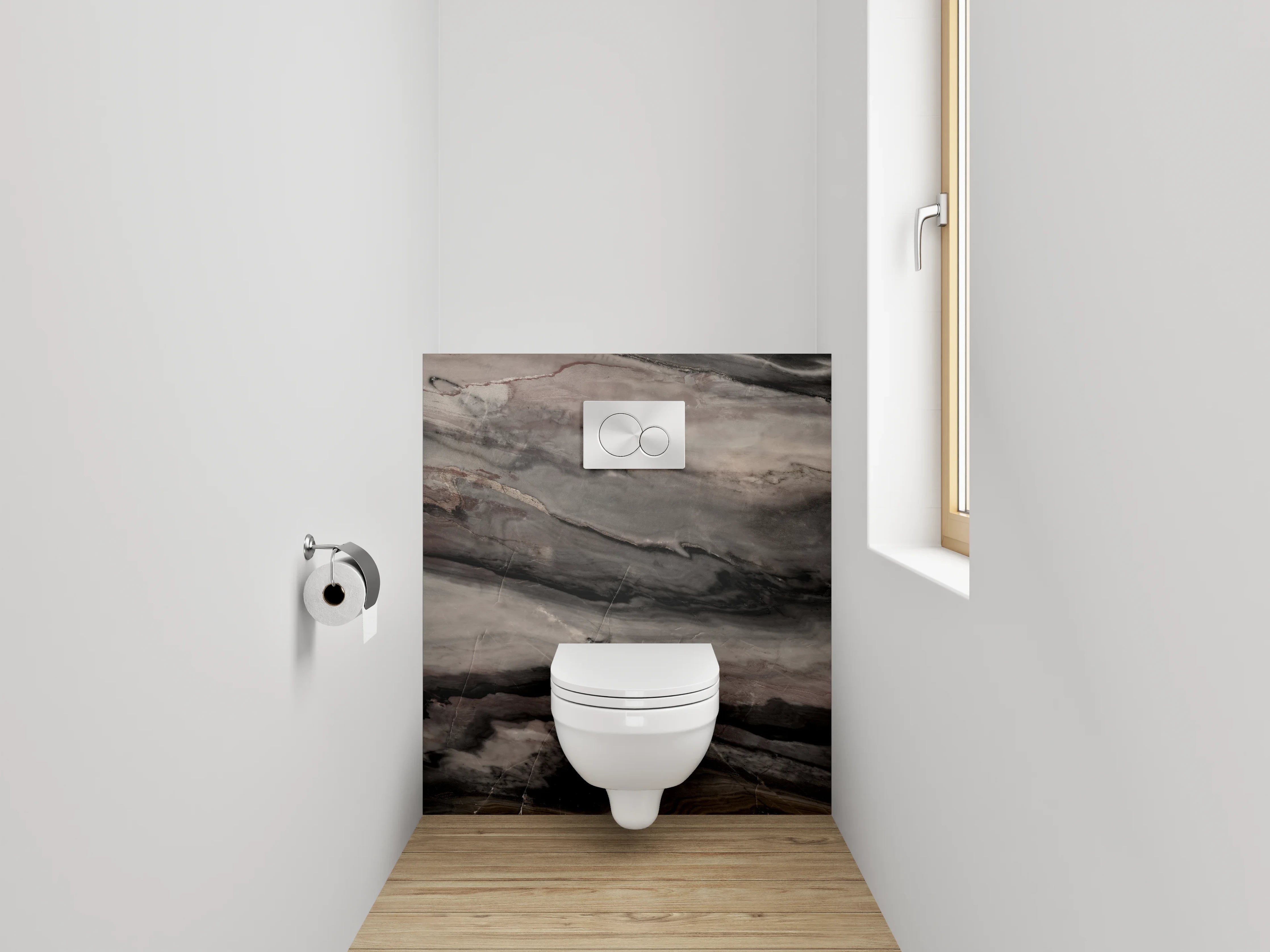 WC-Rückwand - Edler Marmor-Look in Braun und Grau