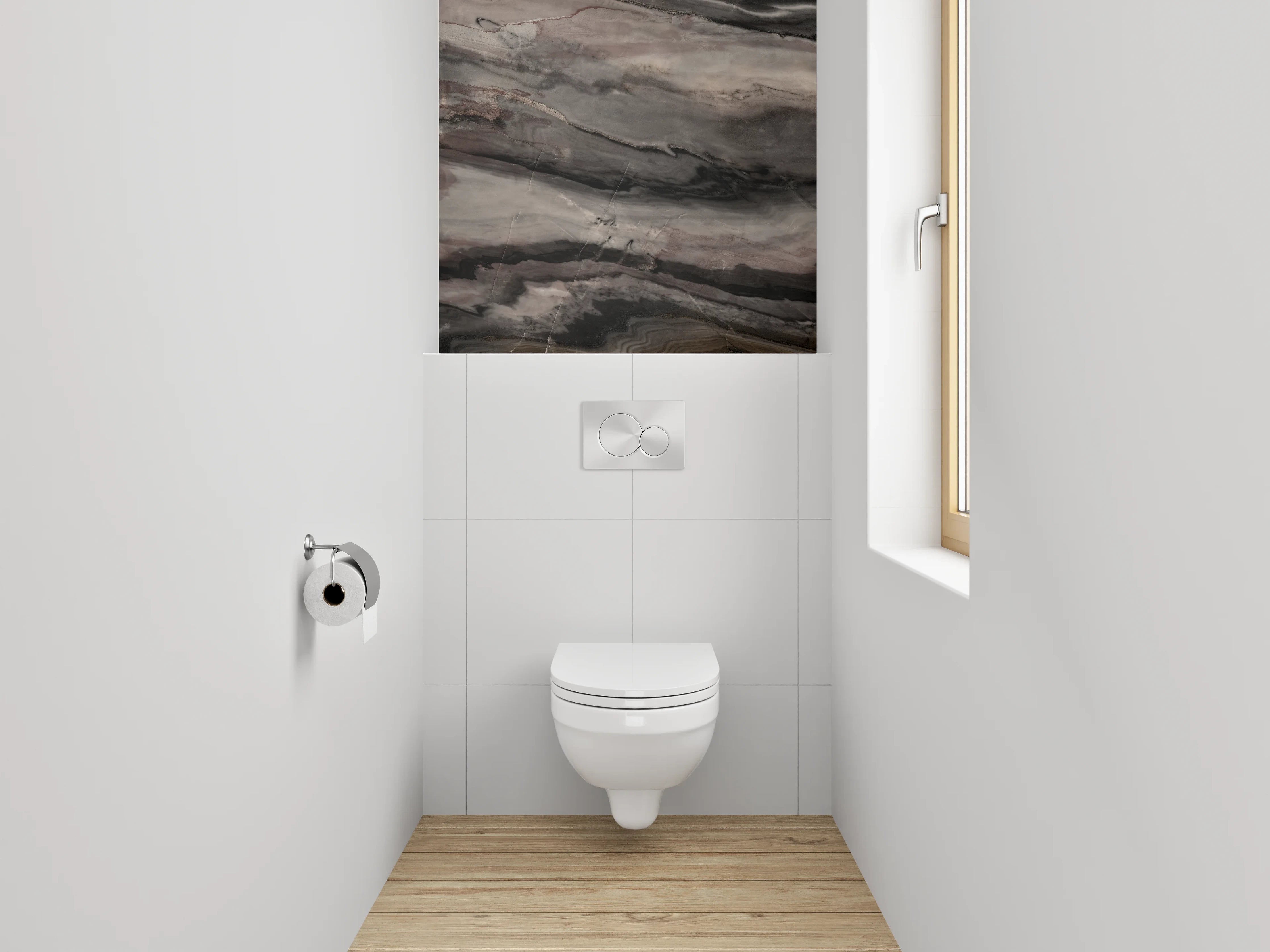 WC-Rückwand - Edler Marmor-Look in Braun und Grau