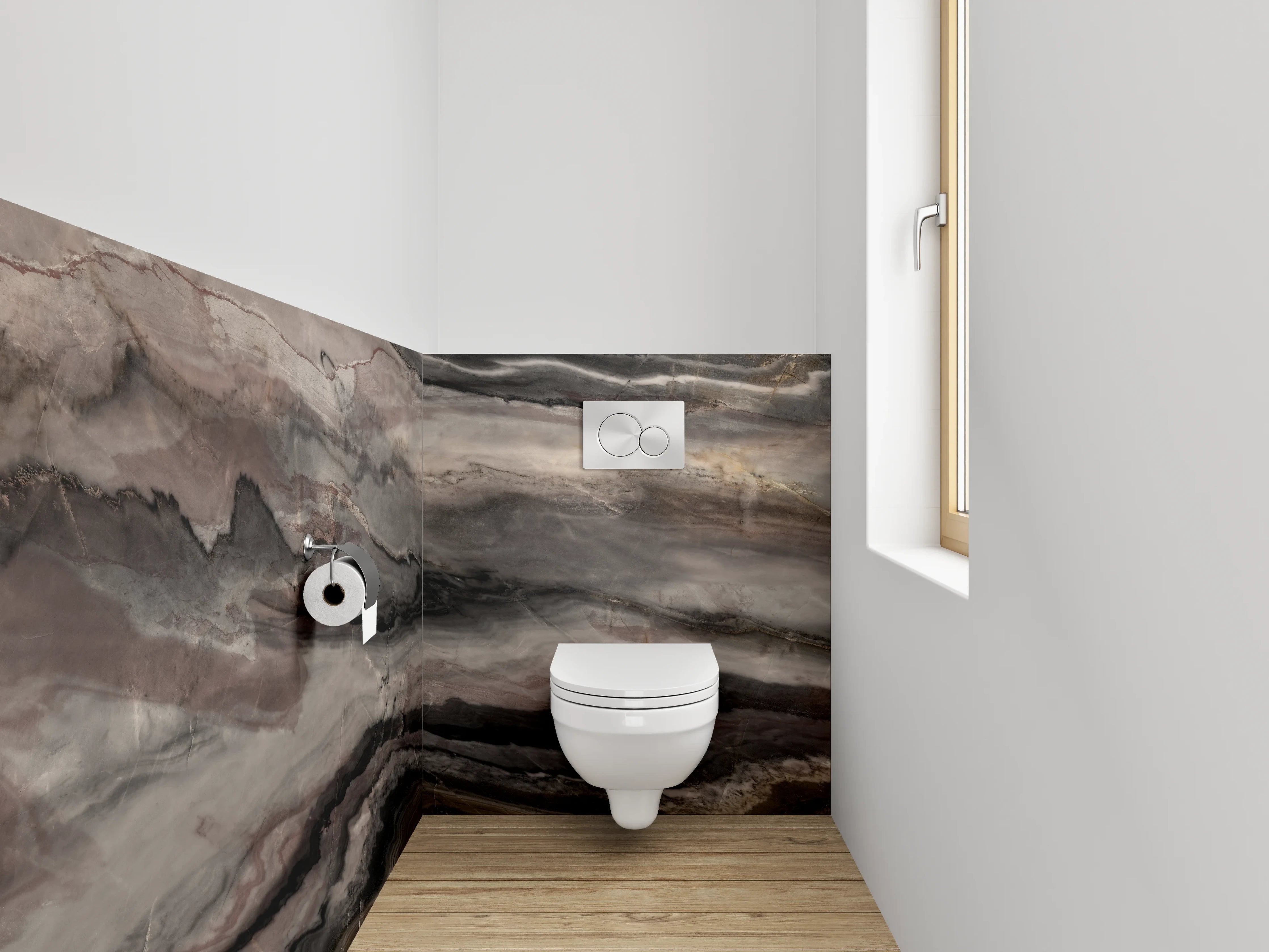 WC-Rückwand - Edler Marmor-Look in Braun und Grau