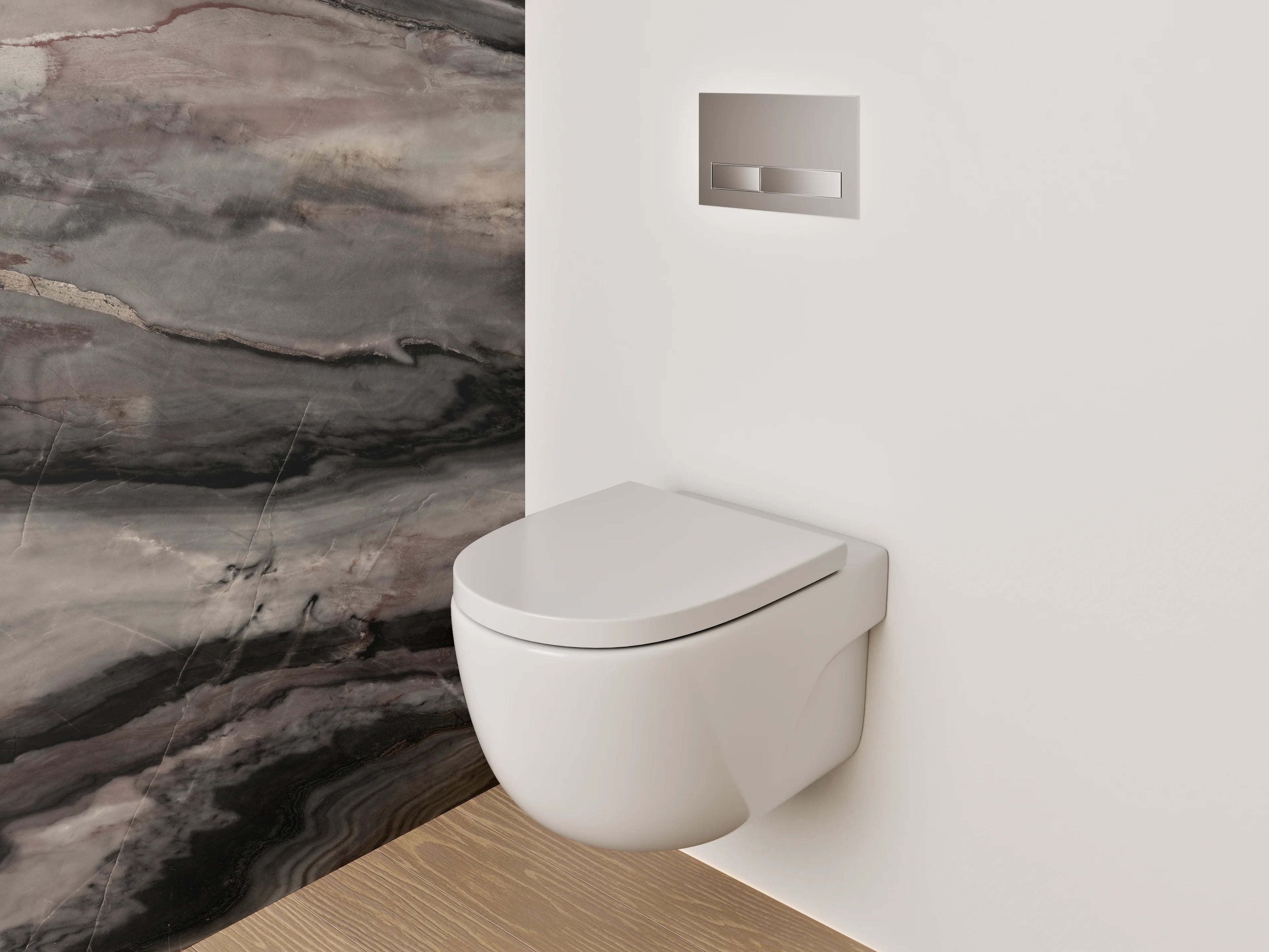 WC-Rückwand - Edler Marmor-Look in Braun und Grau