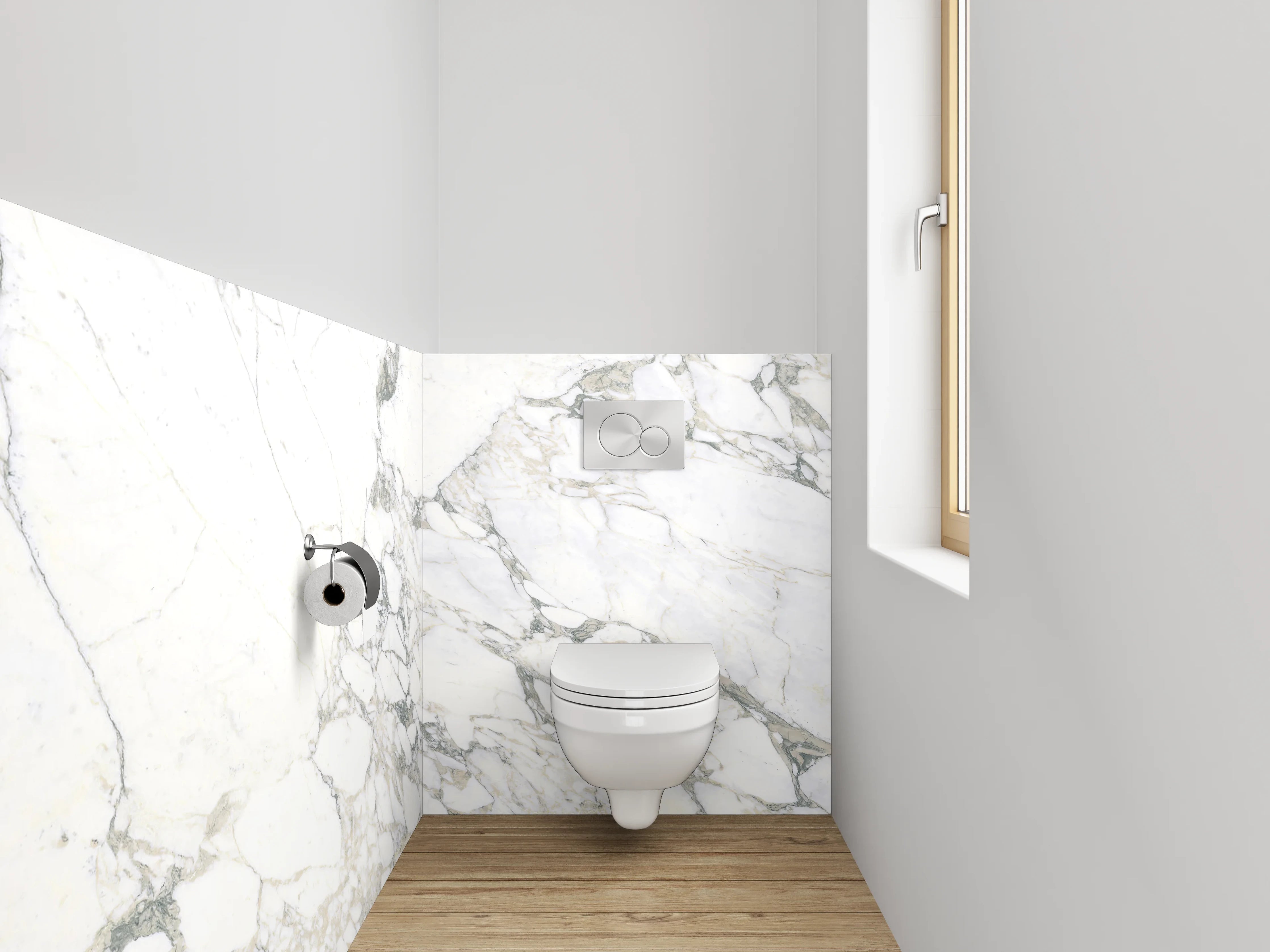 WC-Rückwand - Edler Marmor Look weiß-grau