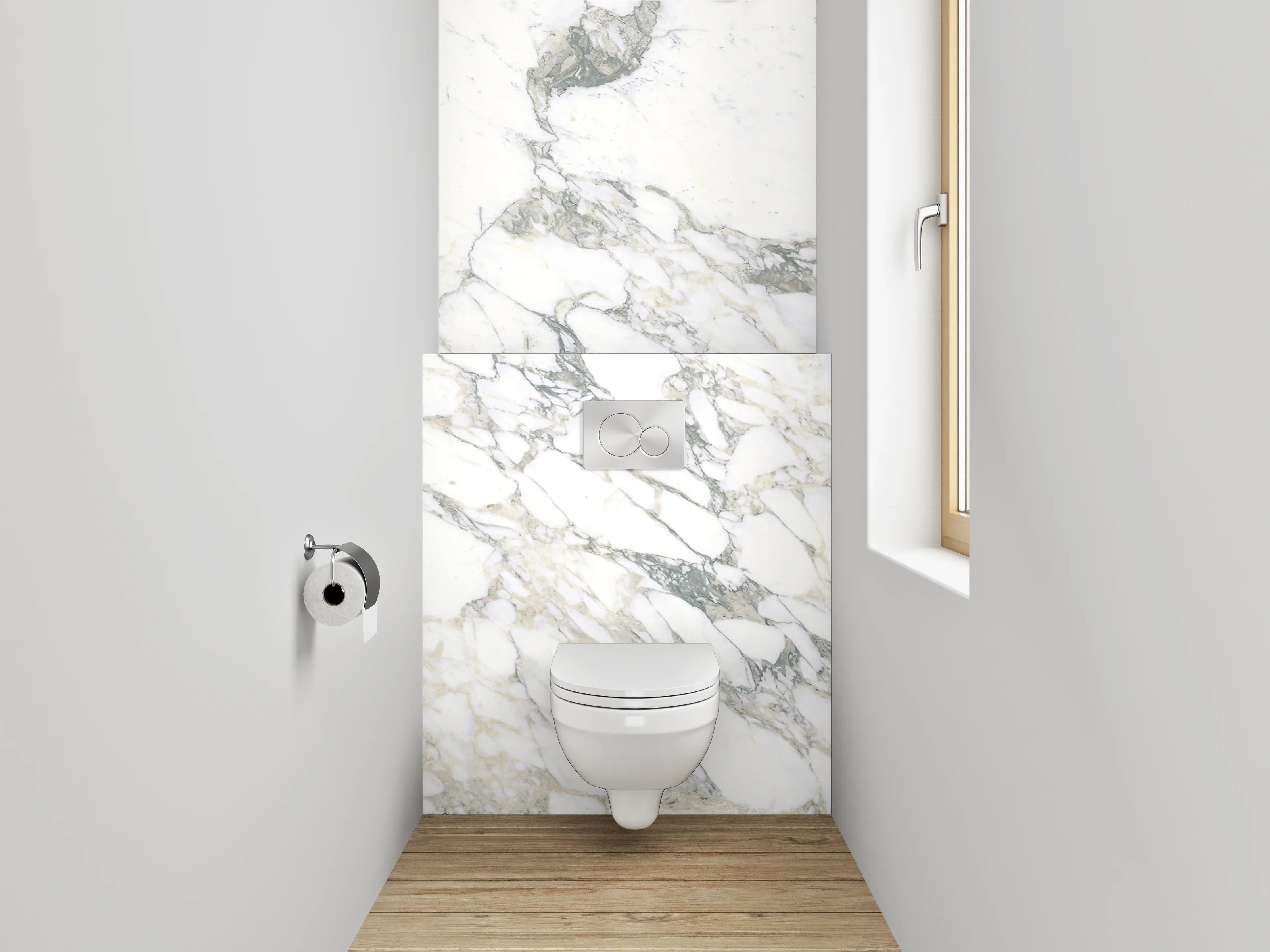 WC-Rückwand - Edler Marmor Look weiß-grau