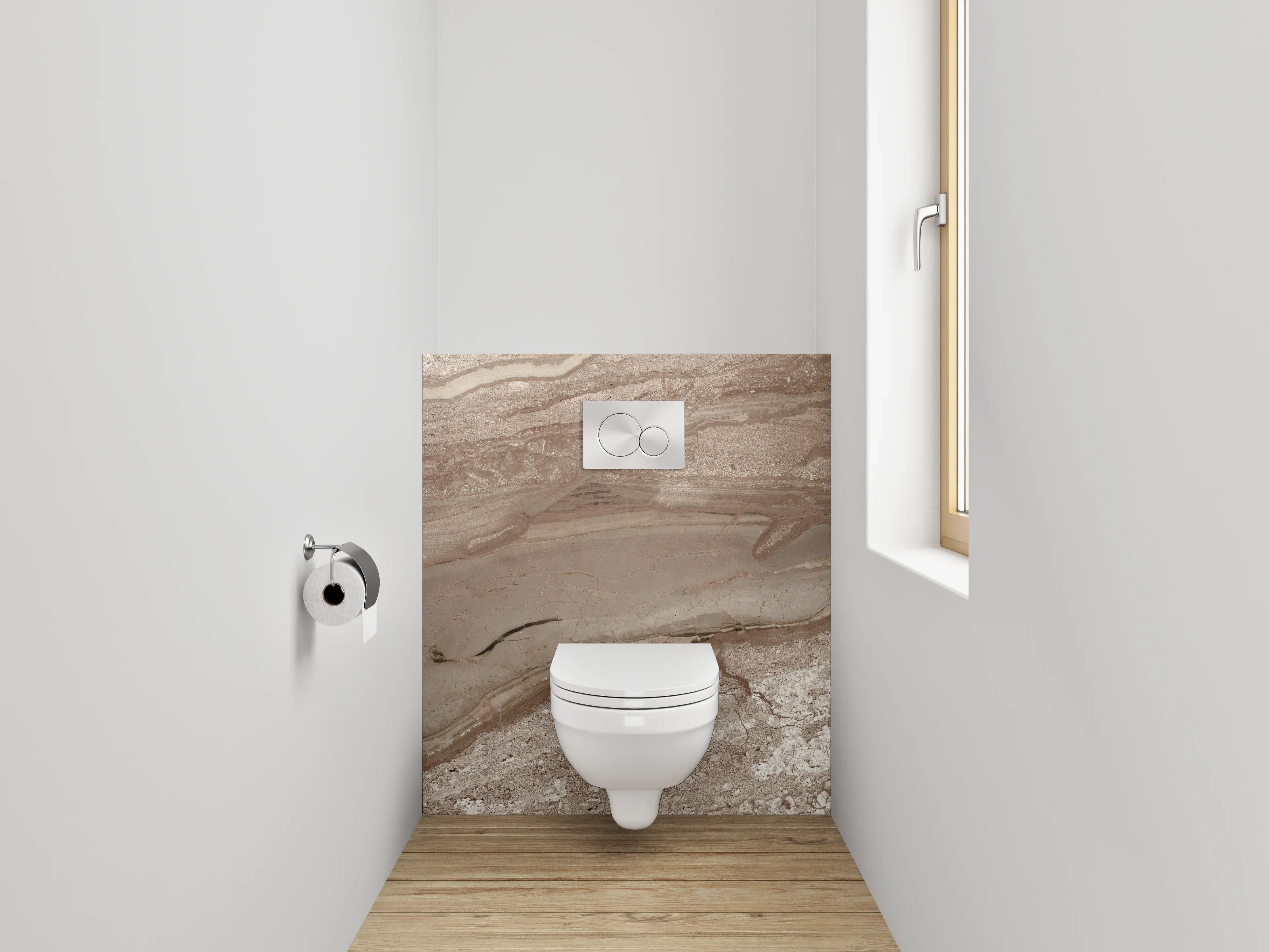 WC-Rückwand - Edler Marmor in Braun-Beige