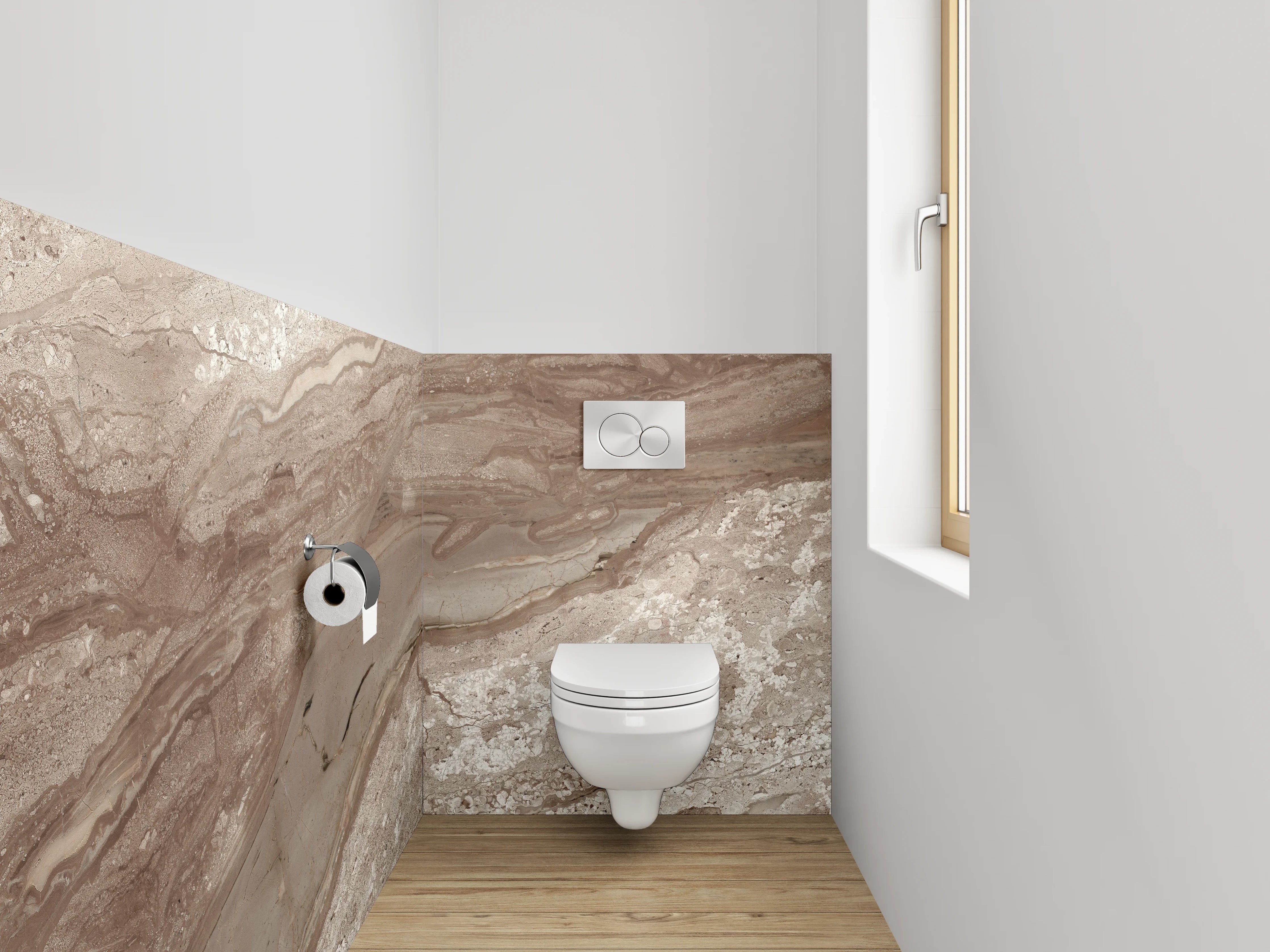 WC-Rückwand - Edler Marmor in Braun-Beige
