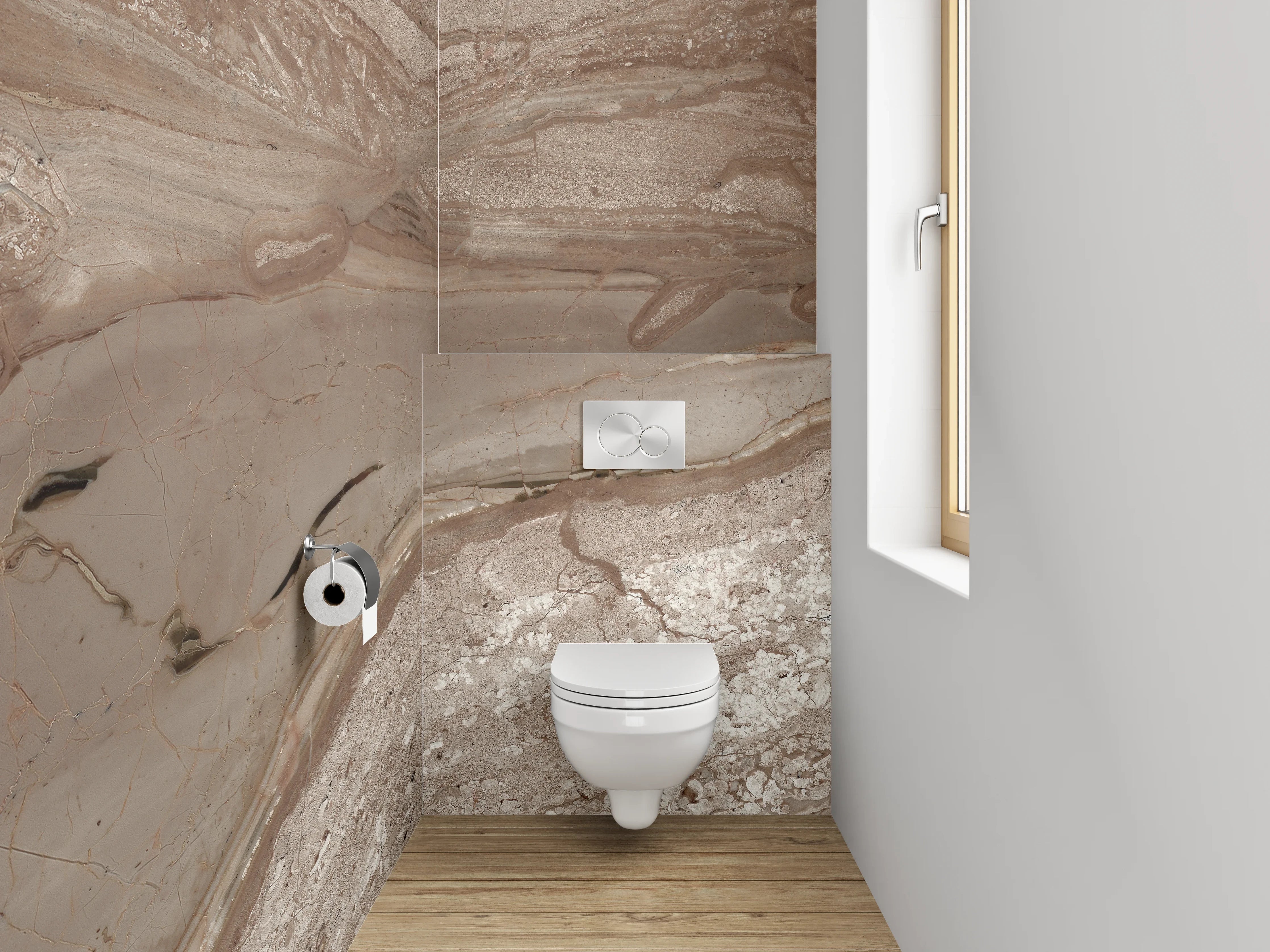 WC-Rückwand - Edler Marmor in Braun-Beige